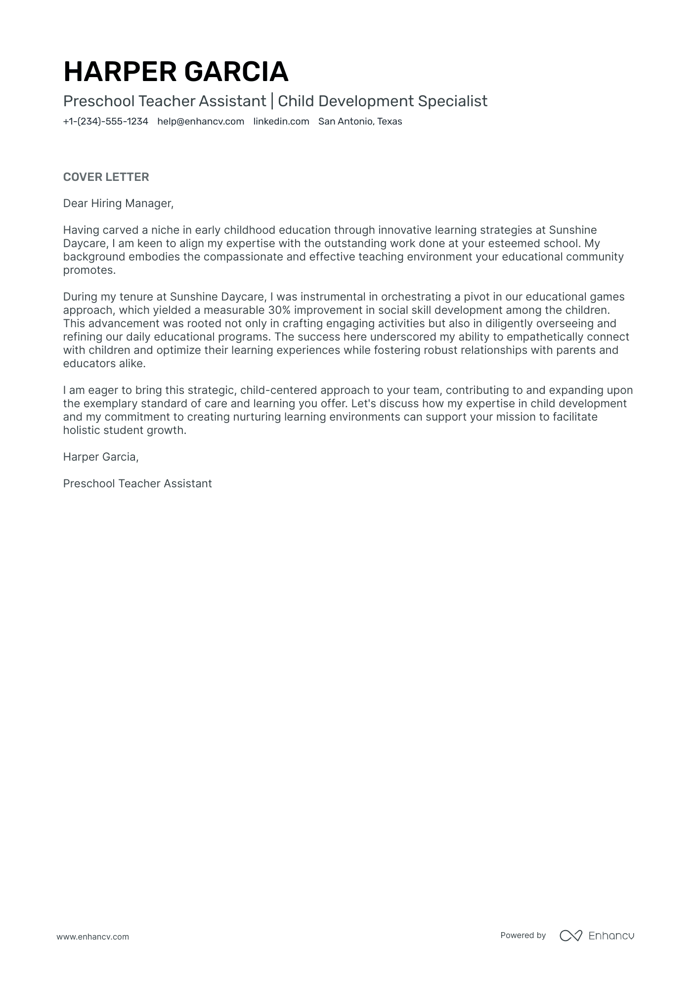 A resume example of a Assistant Day Care Teacher