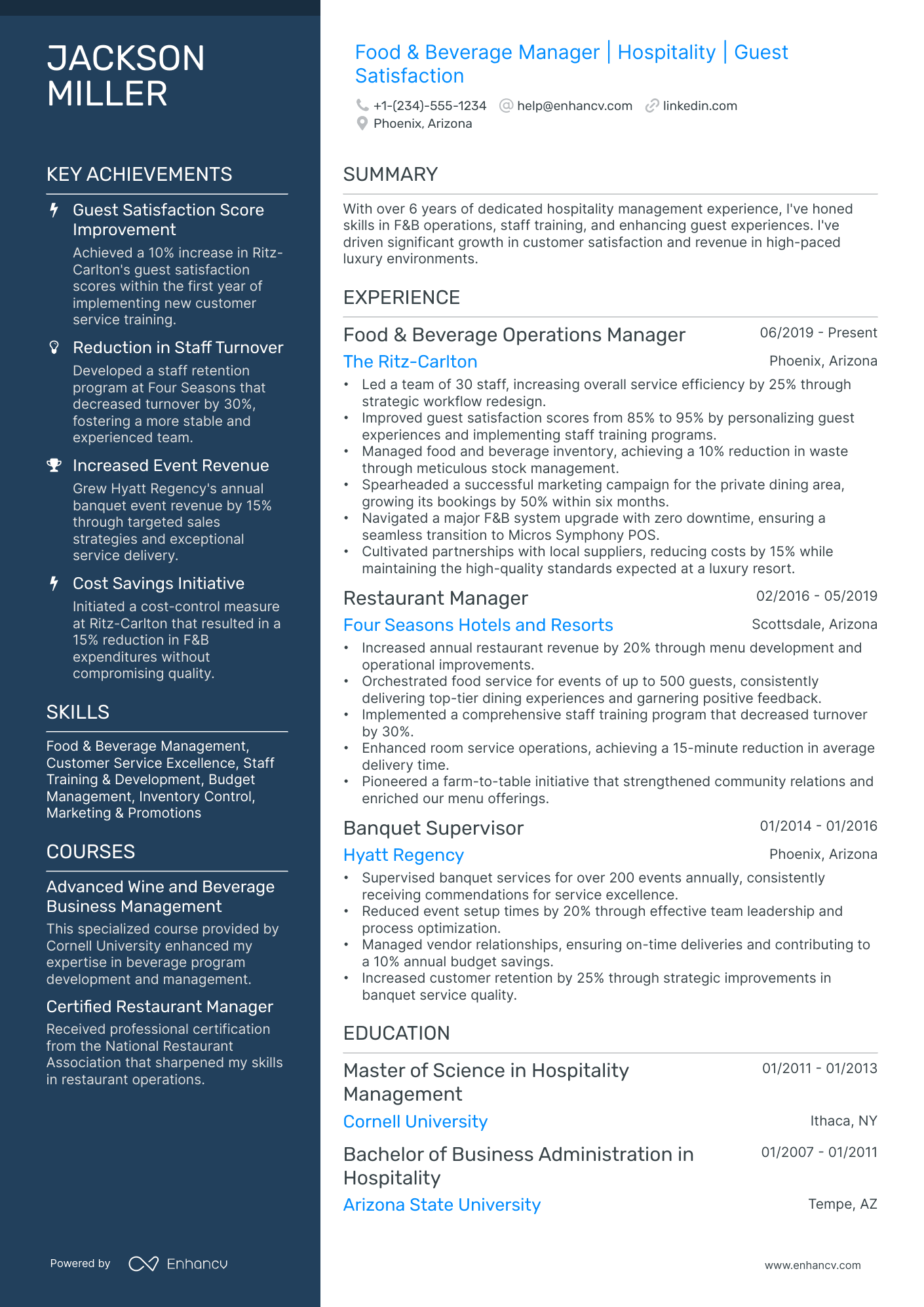 A resume example of a Polished