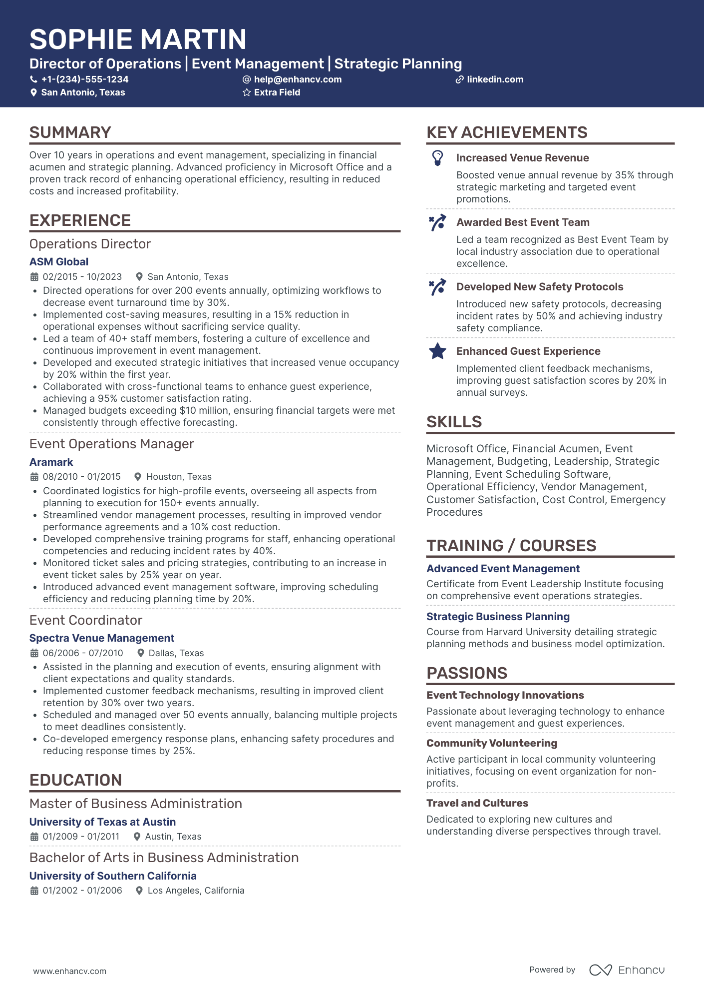 A resume example of a Senior Director of Operations