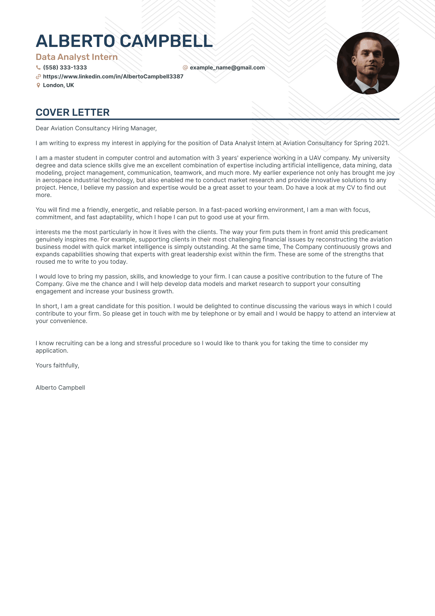 Data Analyst Intern resume