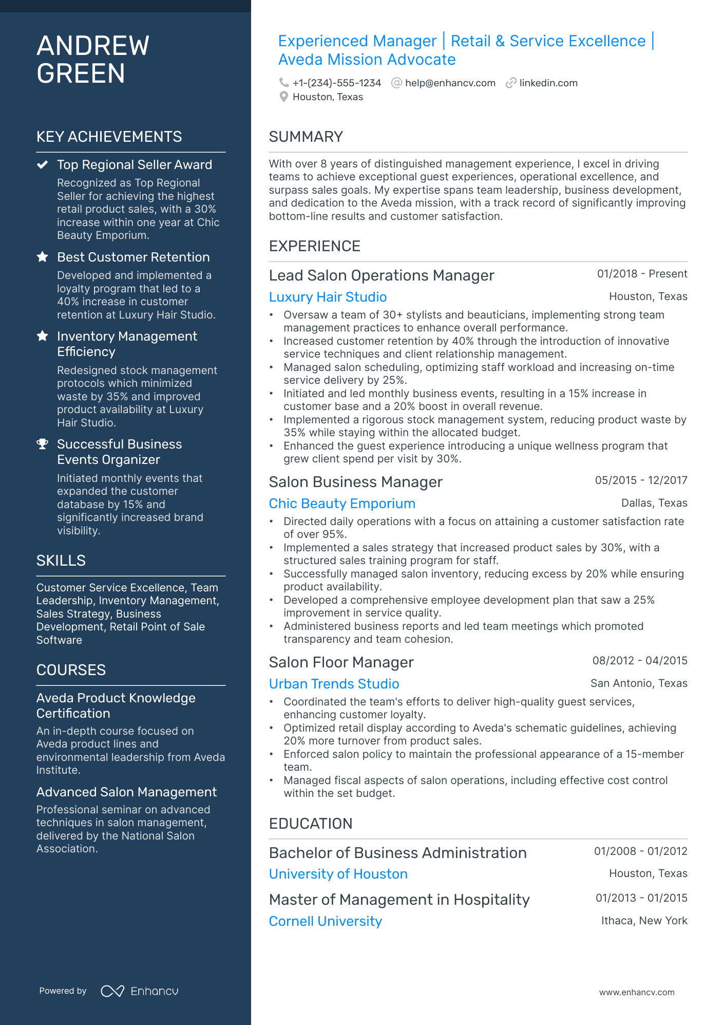 A resume example of a Polished