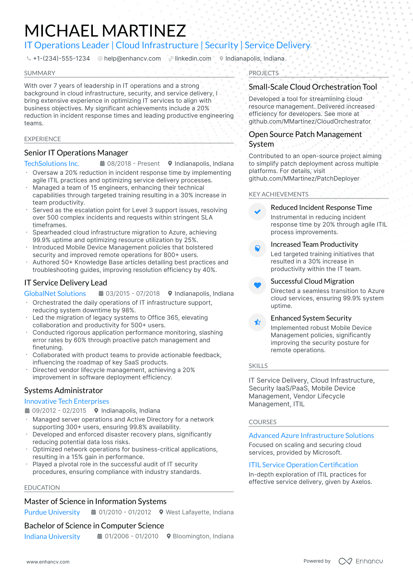 A resume example of a Modern