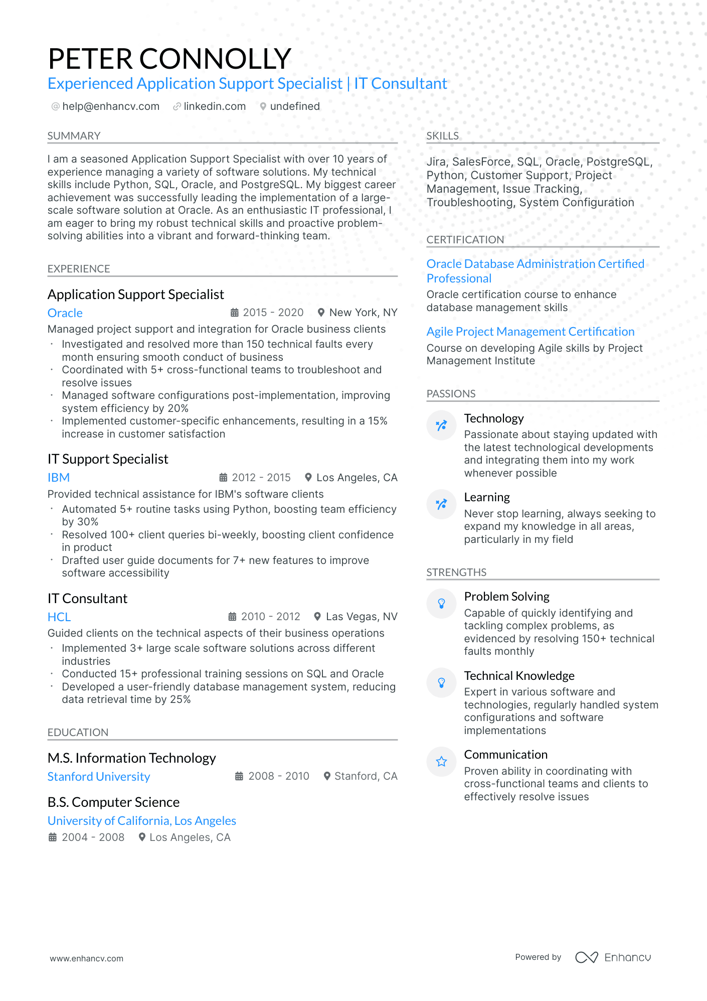 A resume example of a Modern