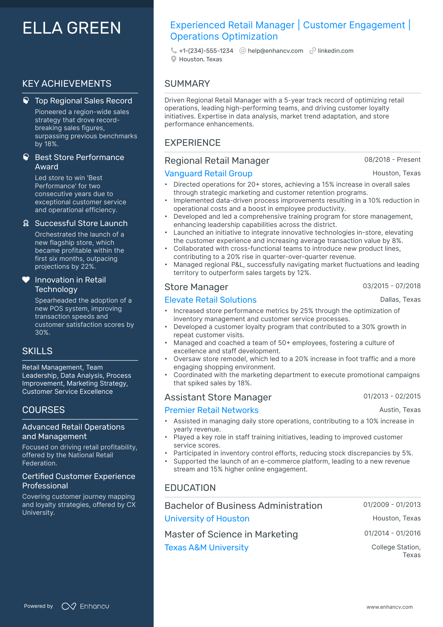 A resume example of a Polished