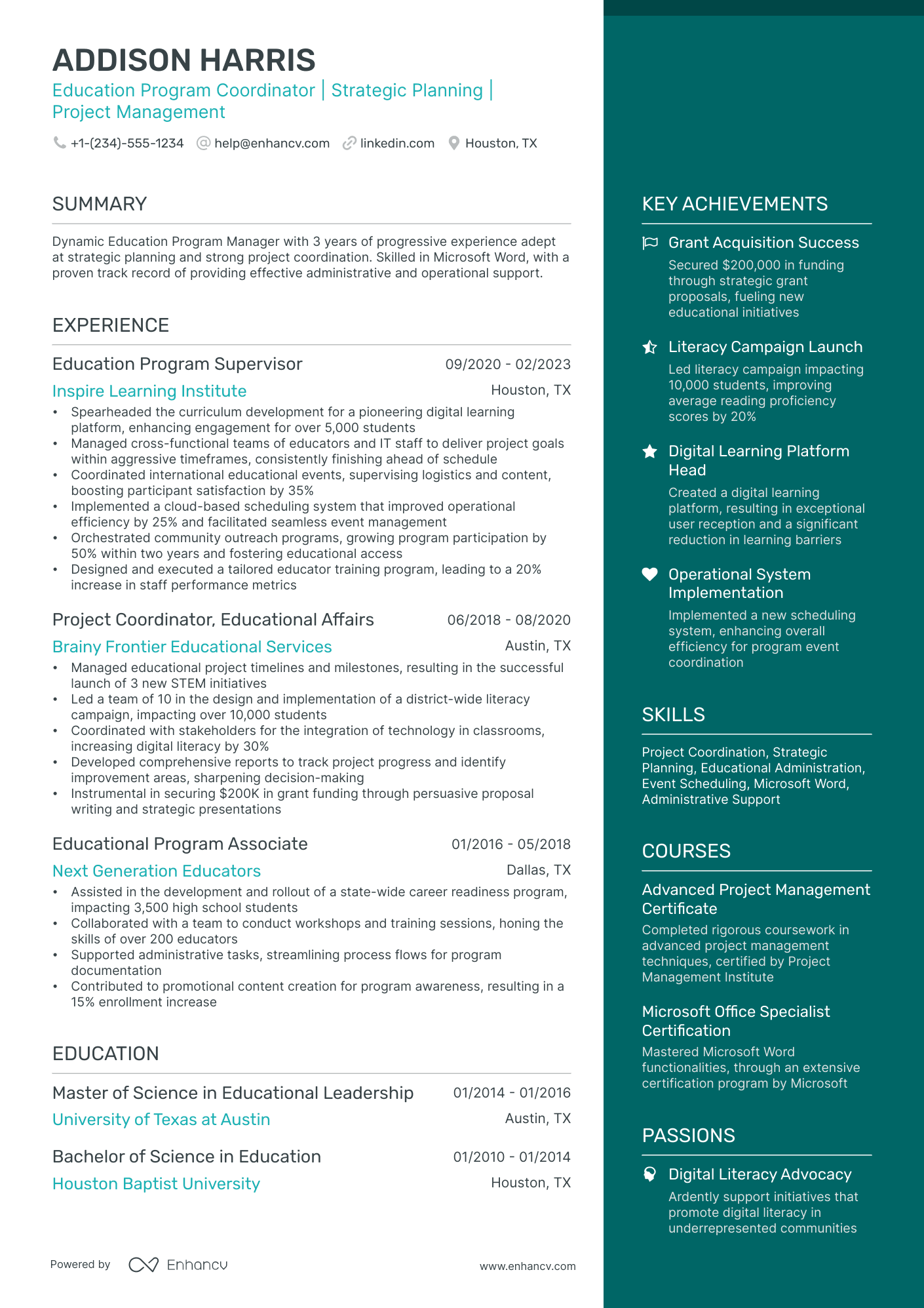 A resume example of a Elegant