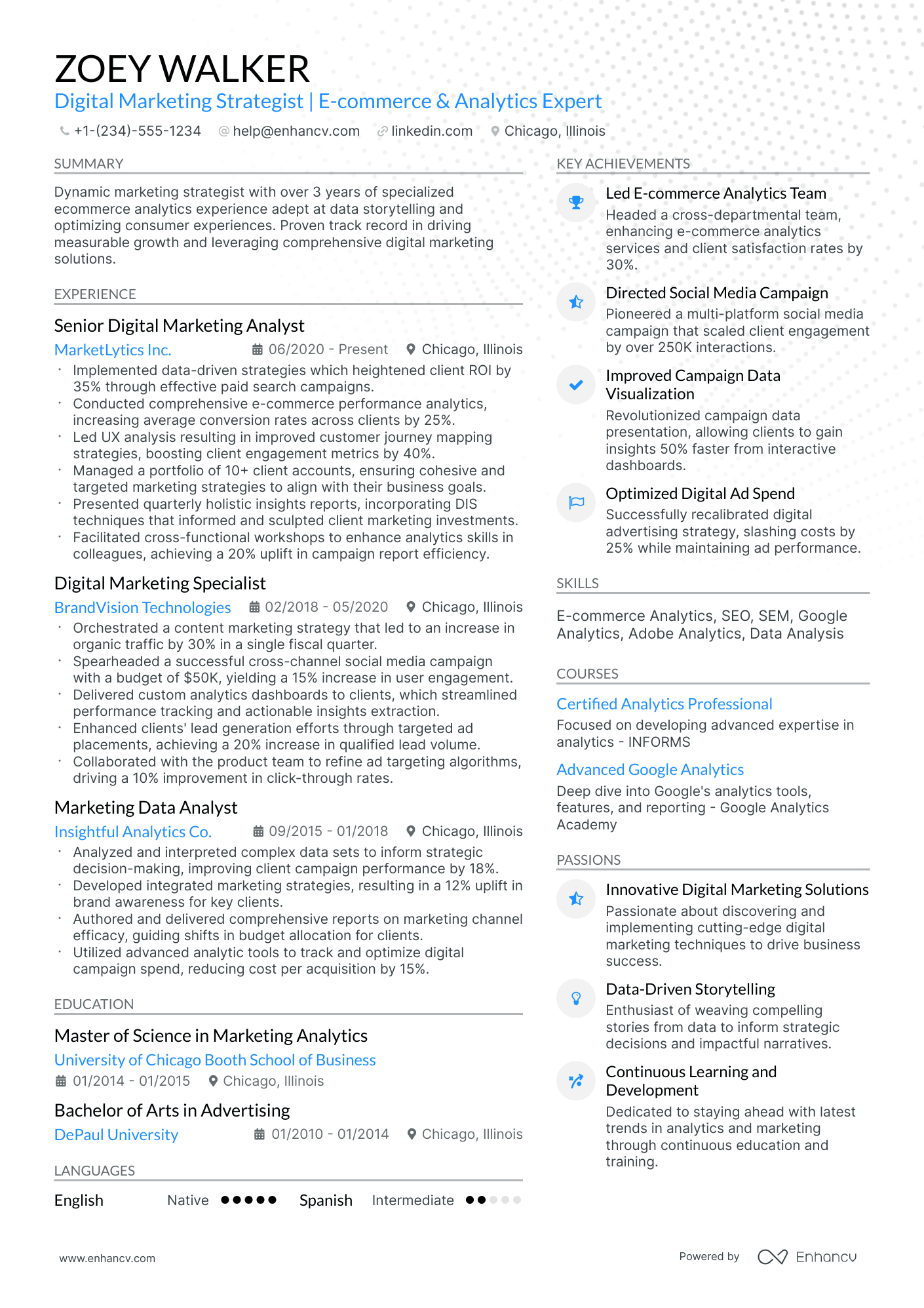 A resume example of a Modern