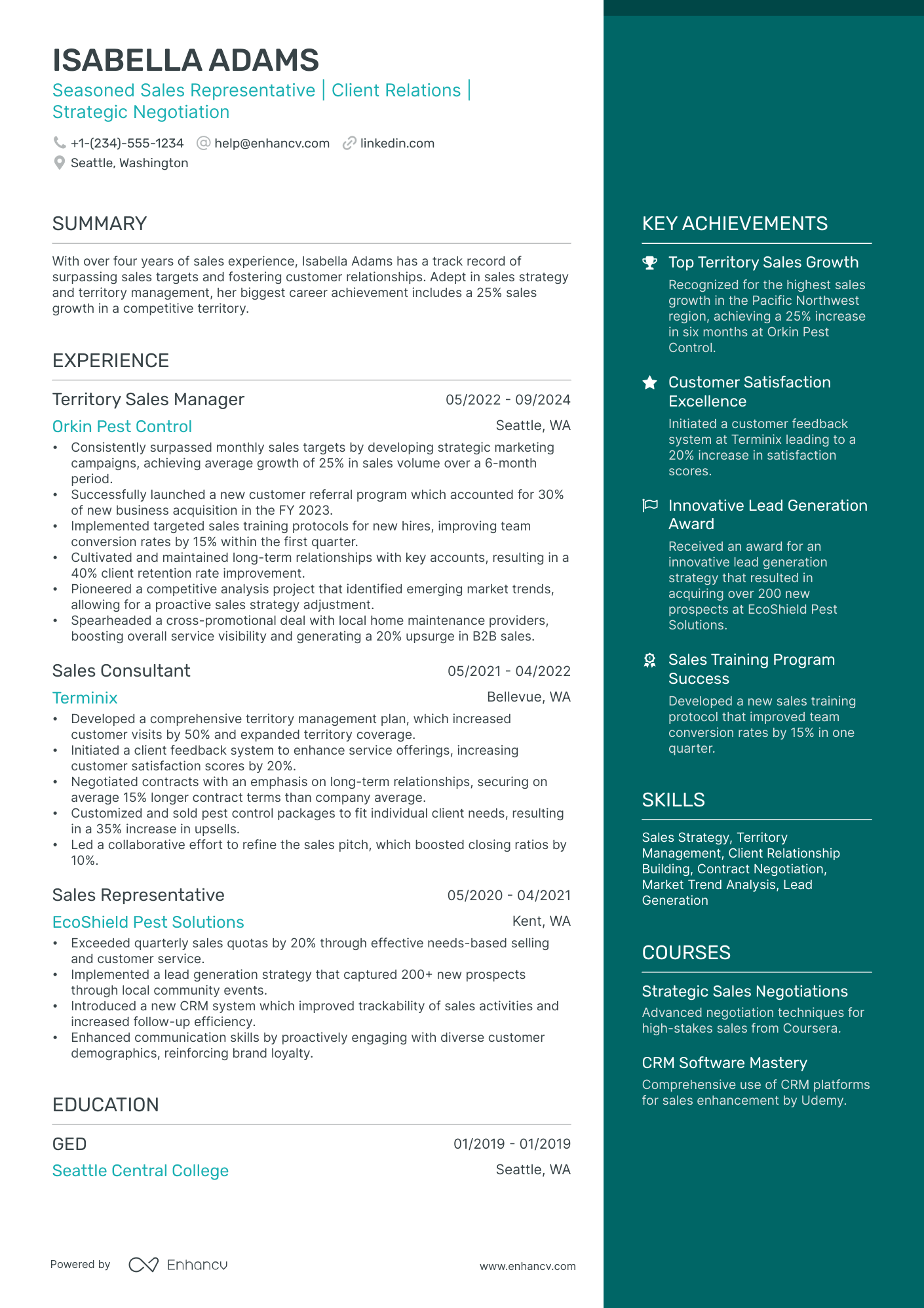 A resume example of a Elegant