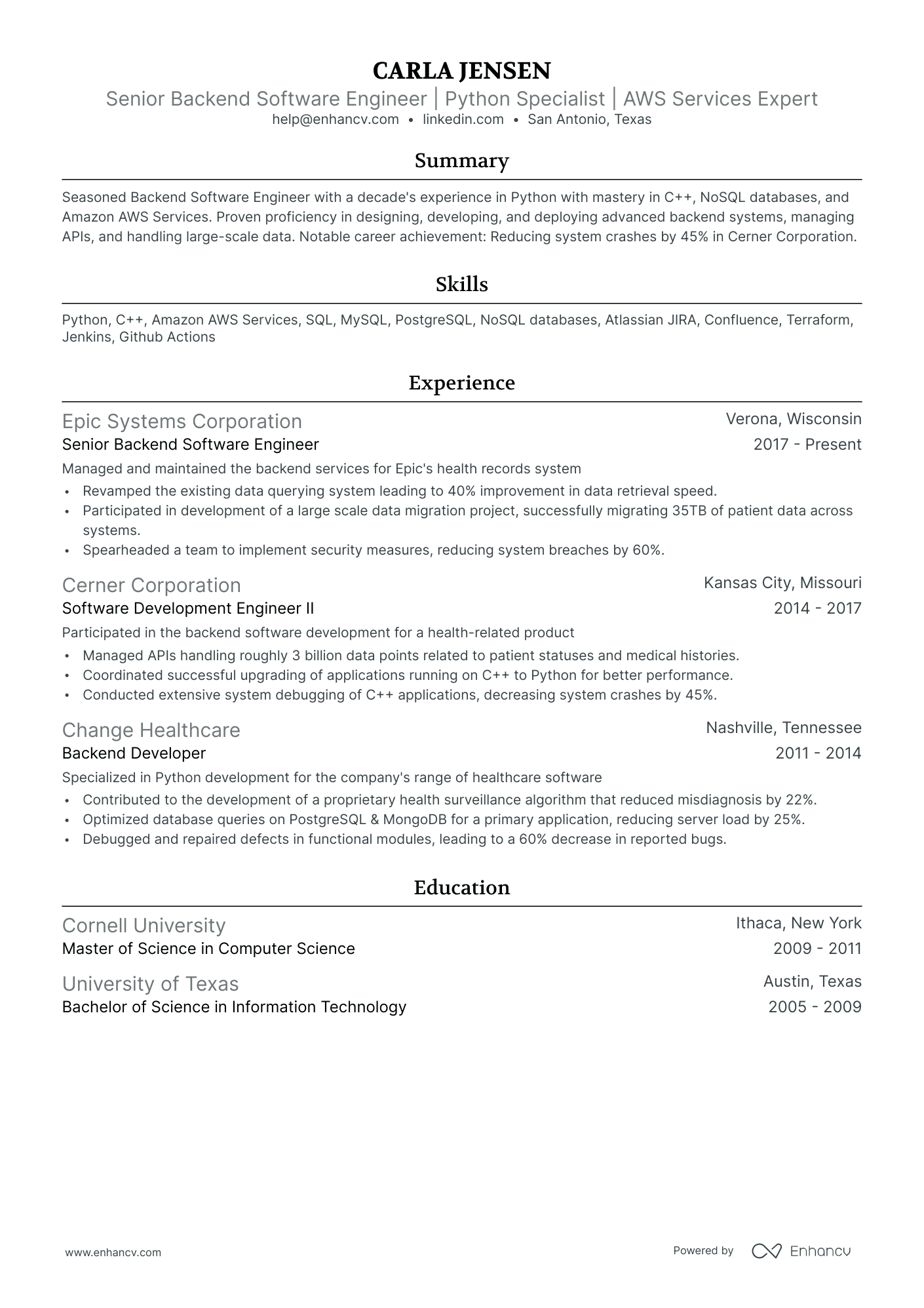 A resume example of a Ivy League