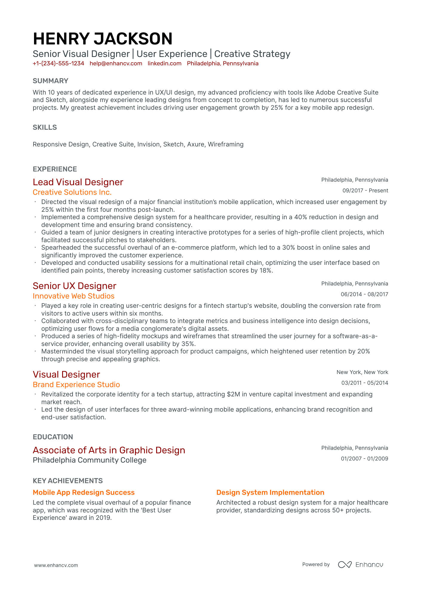 A resume example of a Classic