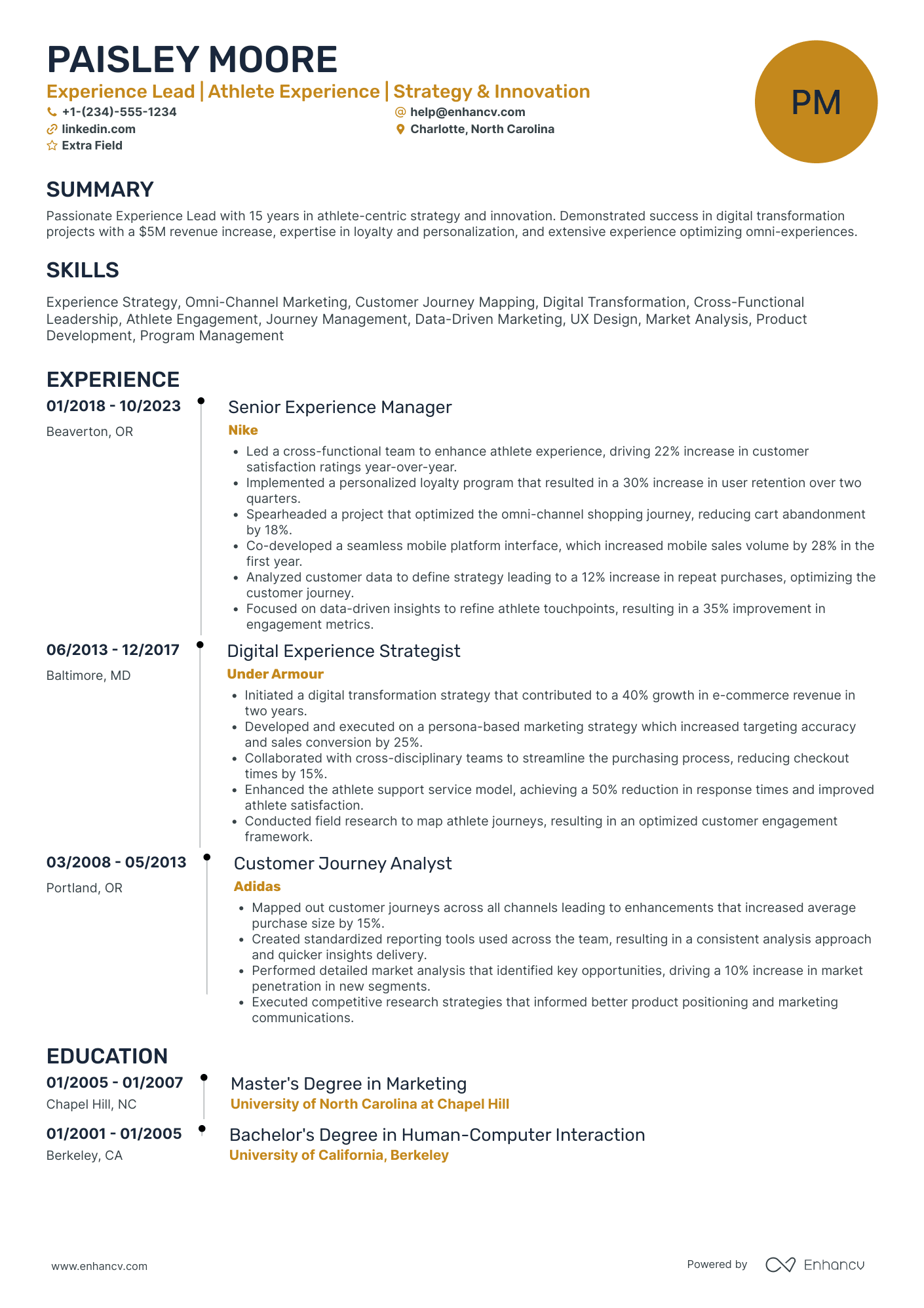 A resume example of a Athlete Contract Negotiator