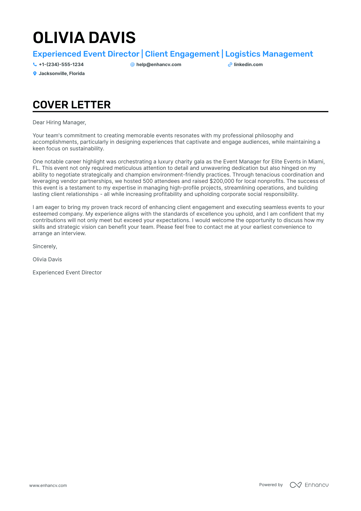 A resume example of a Event Director