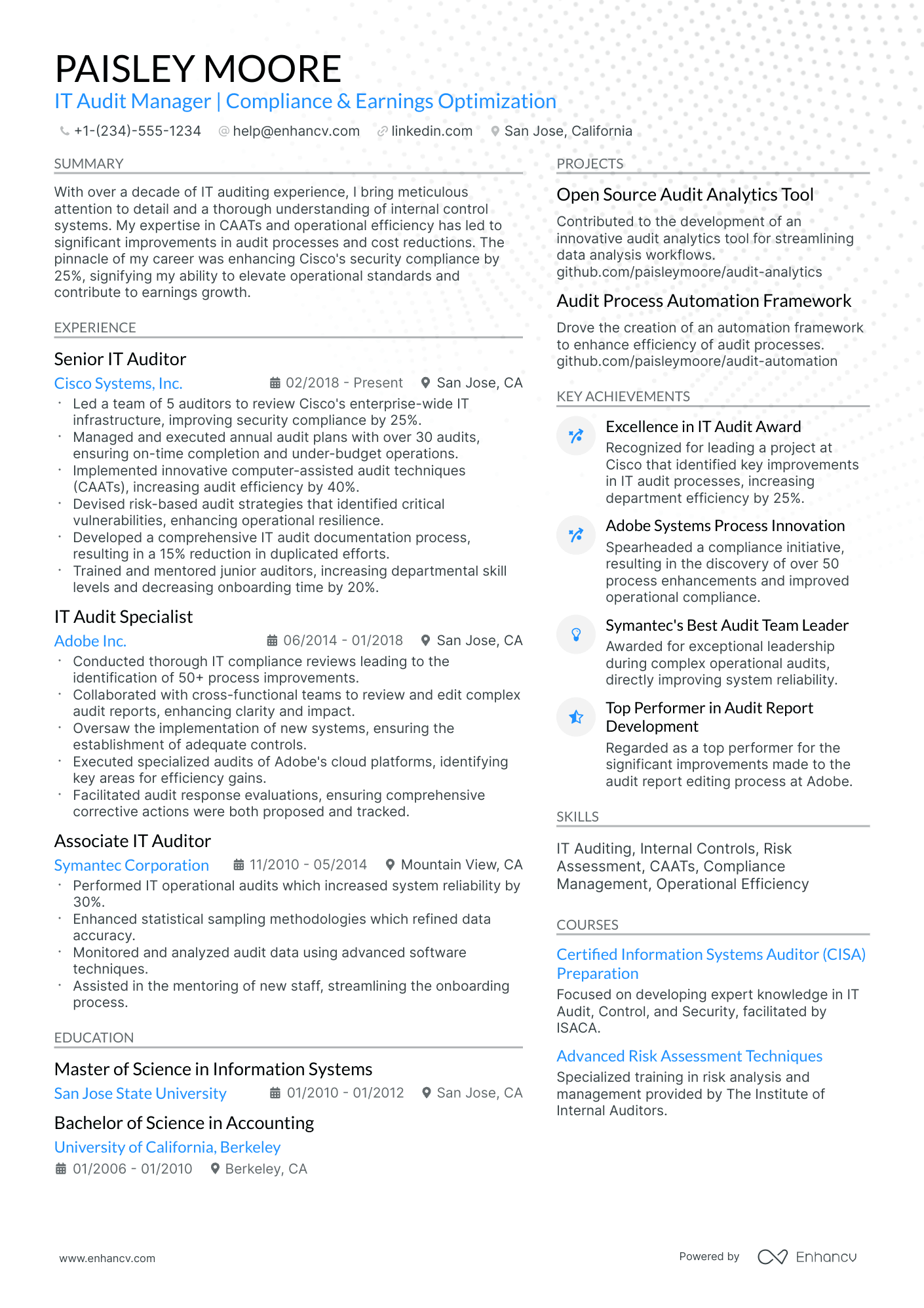 A resume example of a Modern