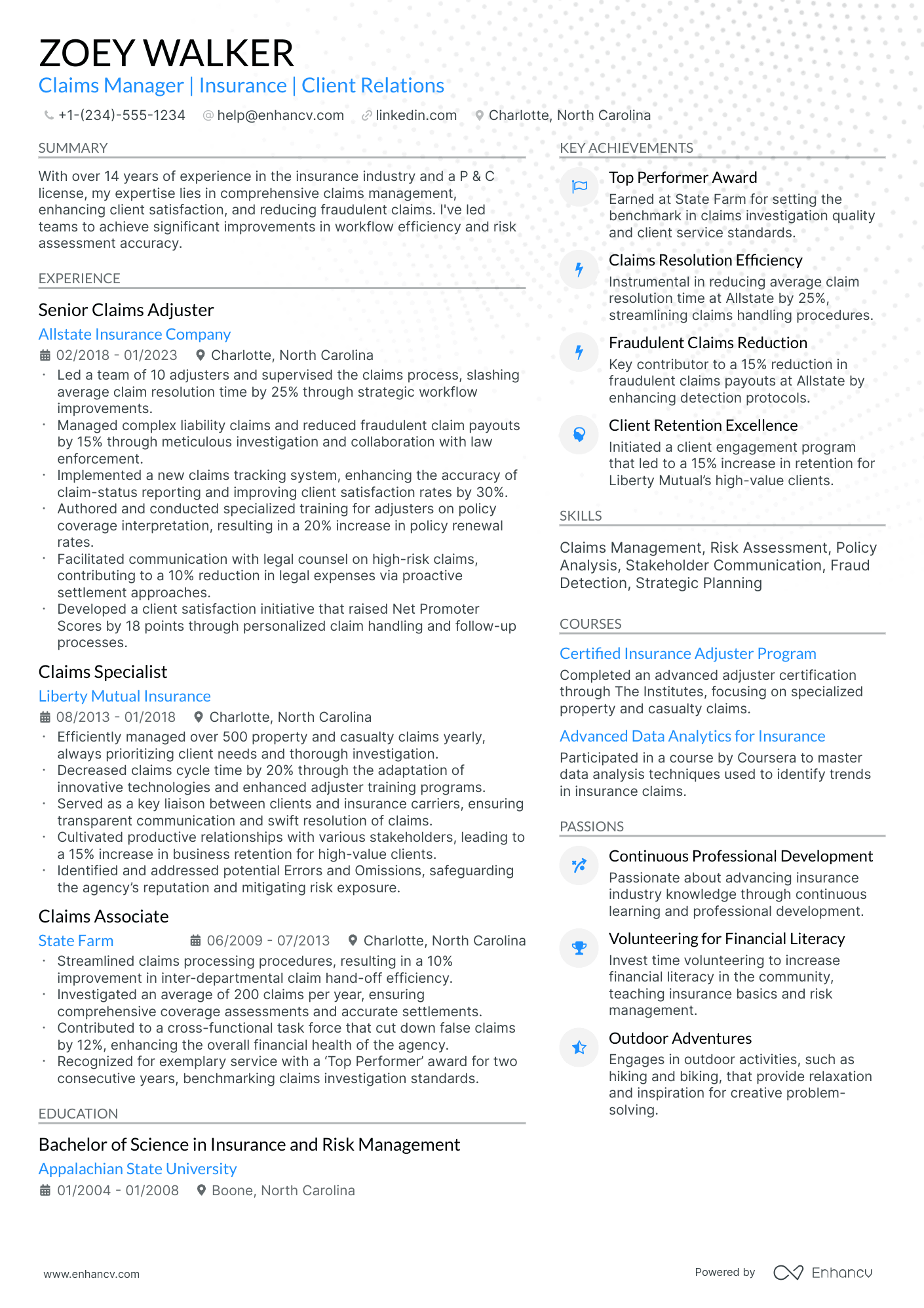 A resume example of a Modern