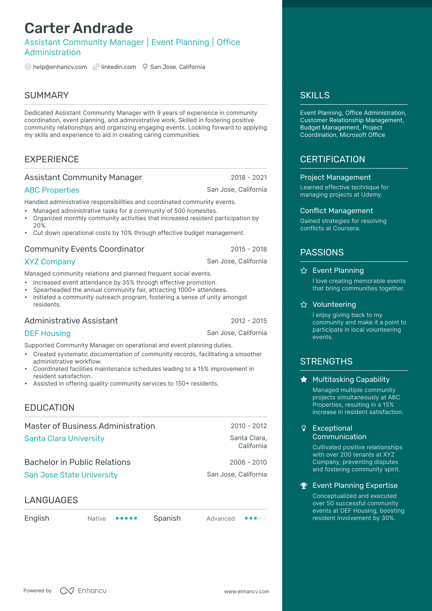 A resume example of a Elegant