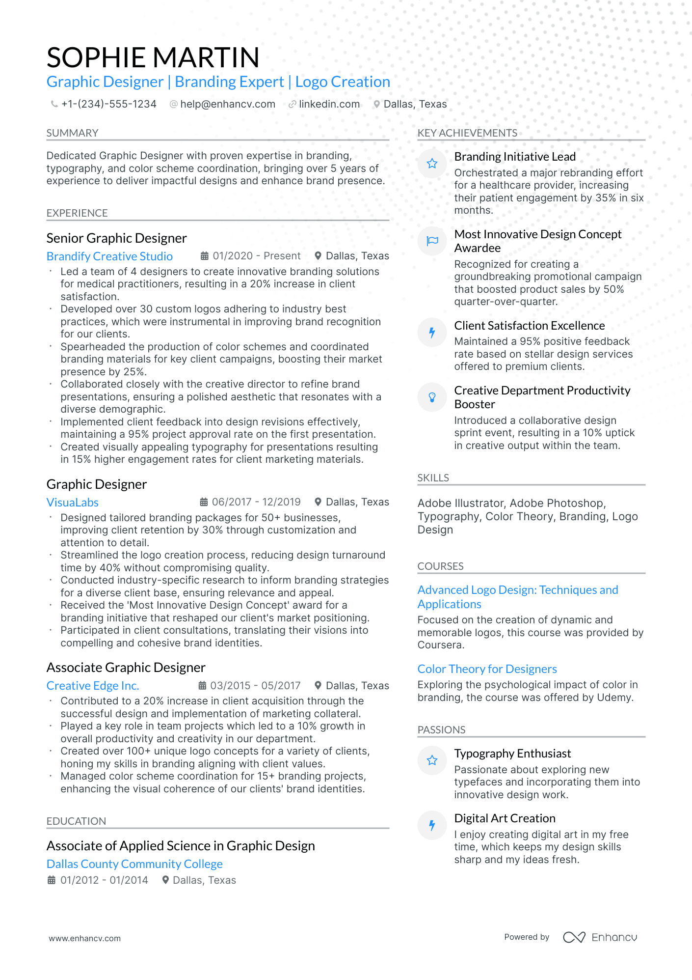 A resume example of a Modern
