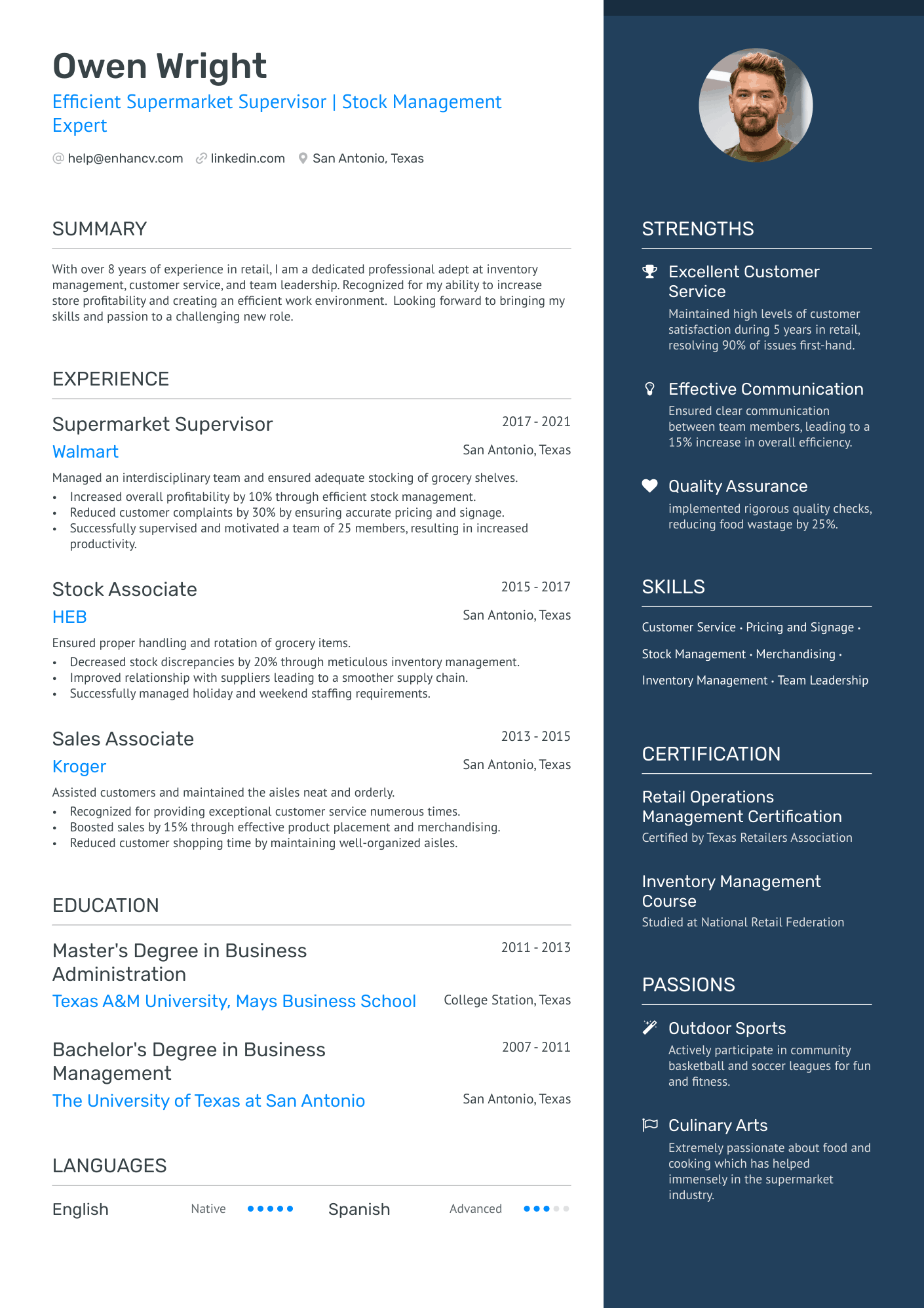 A resume example of a Grocery Stocker Resume