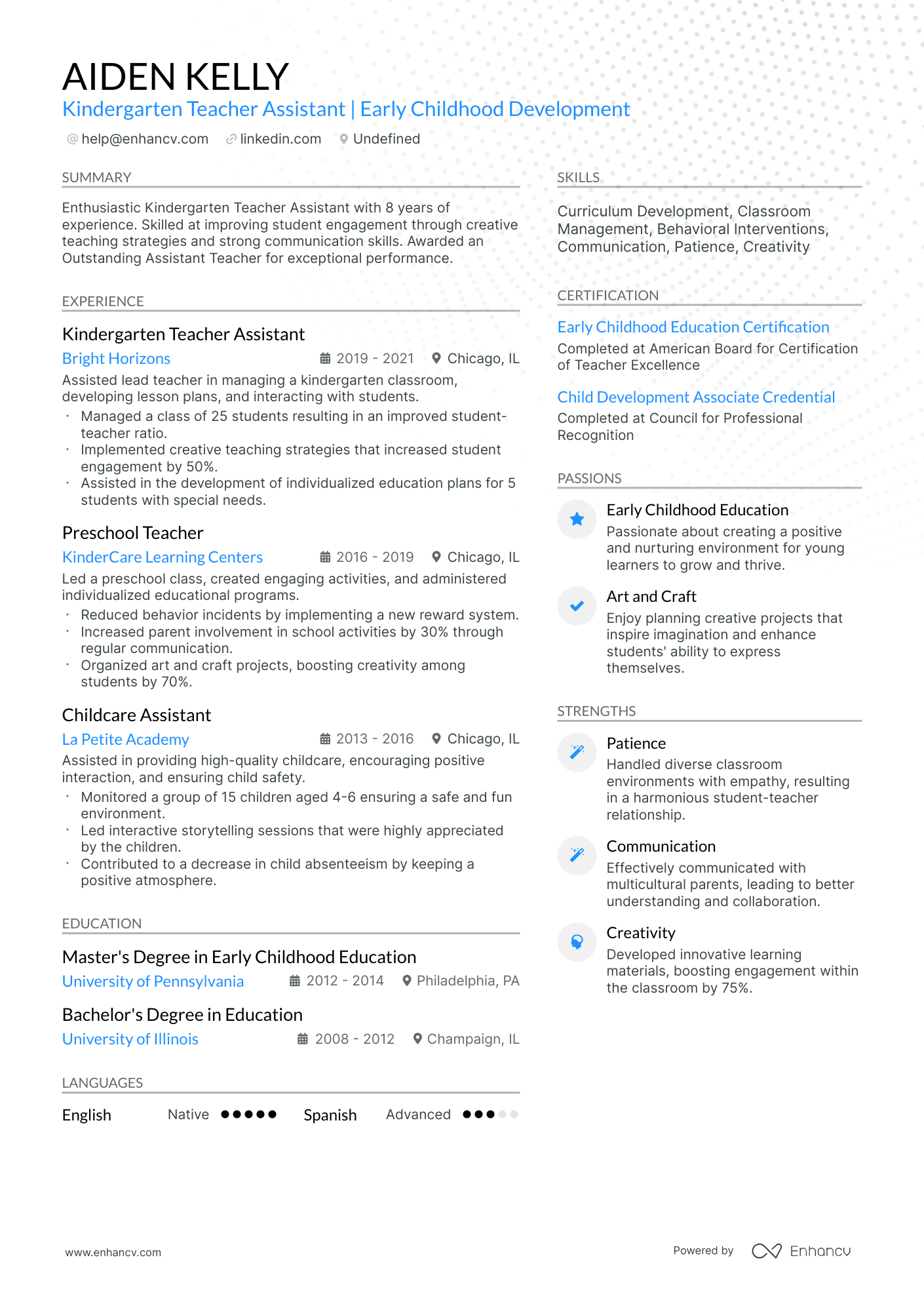 A resume example of a Modern
