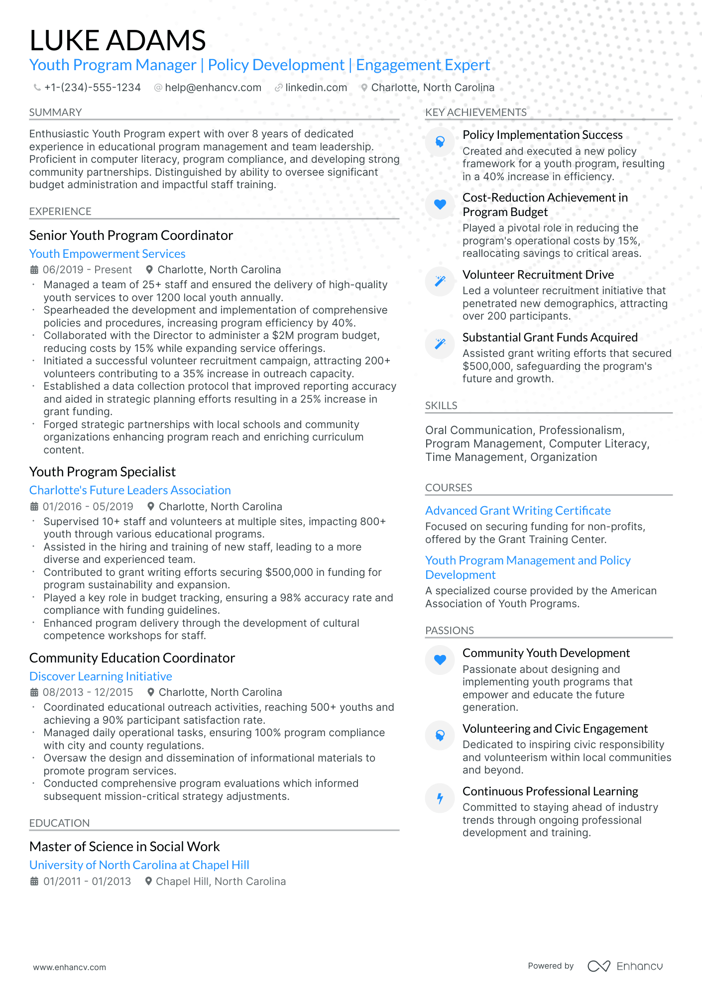 A resume example of a Modern