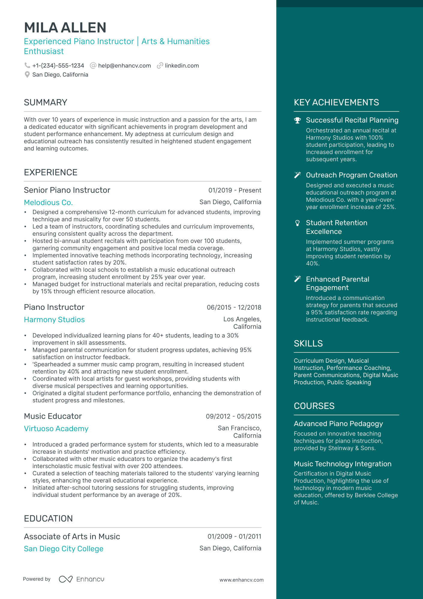 A resume example of a Elegant