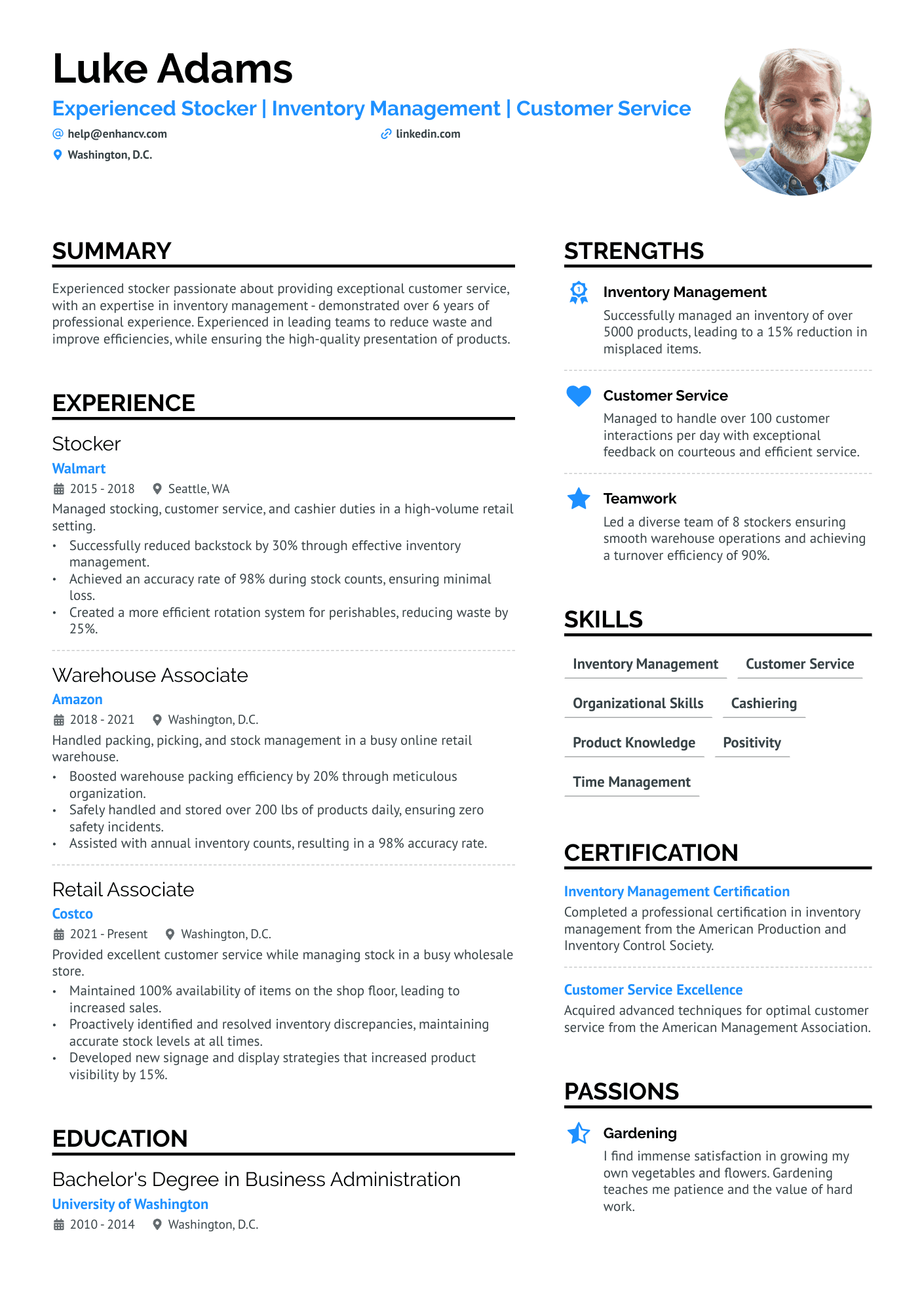 A resume example of a Walmart Stocker Resume