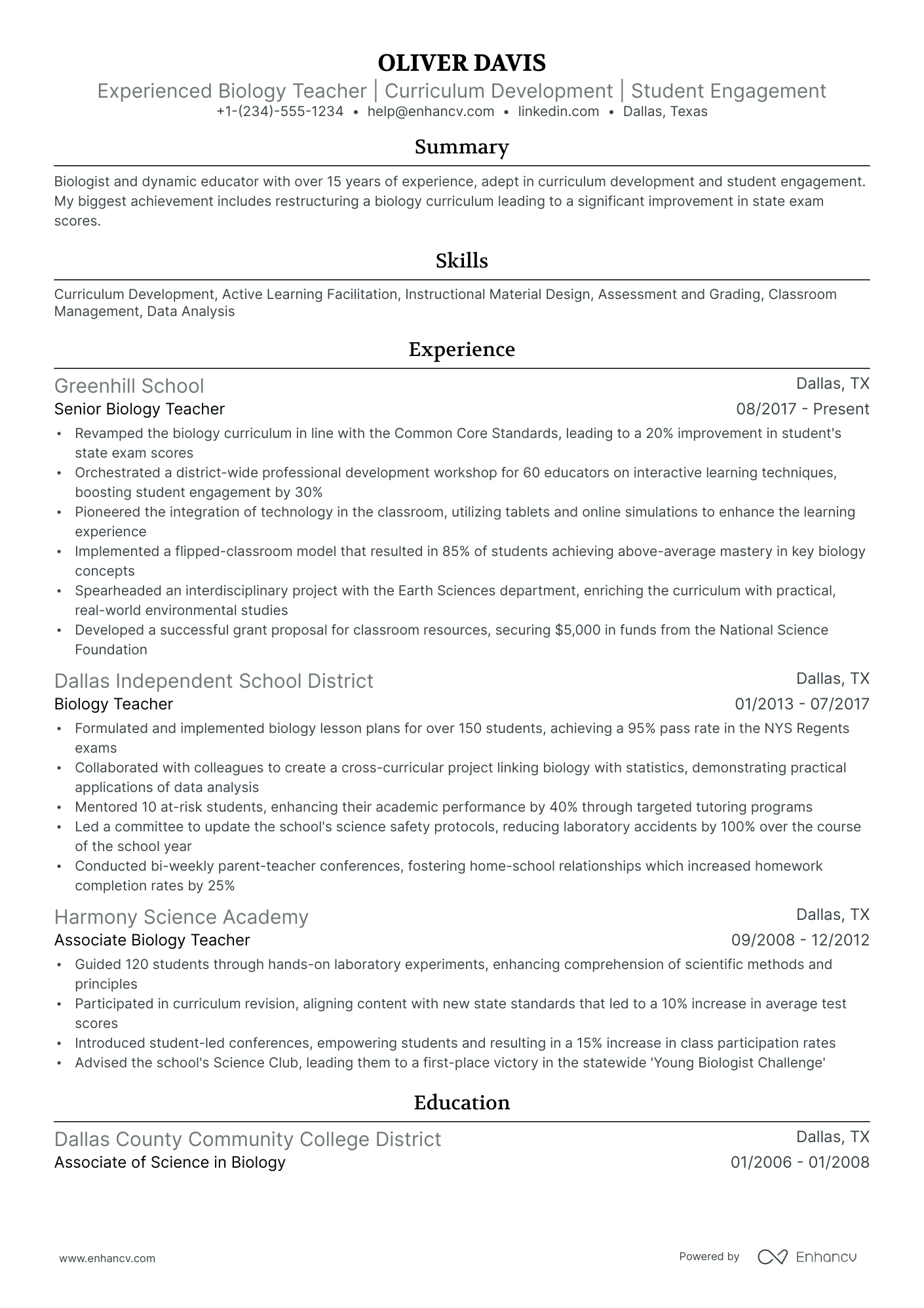 A resume example of a Ivy League
