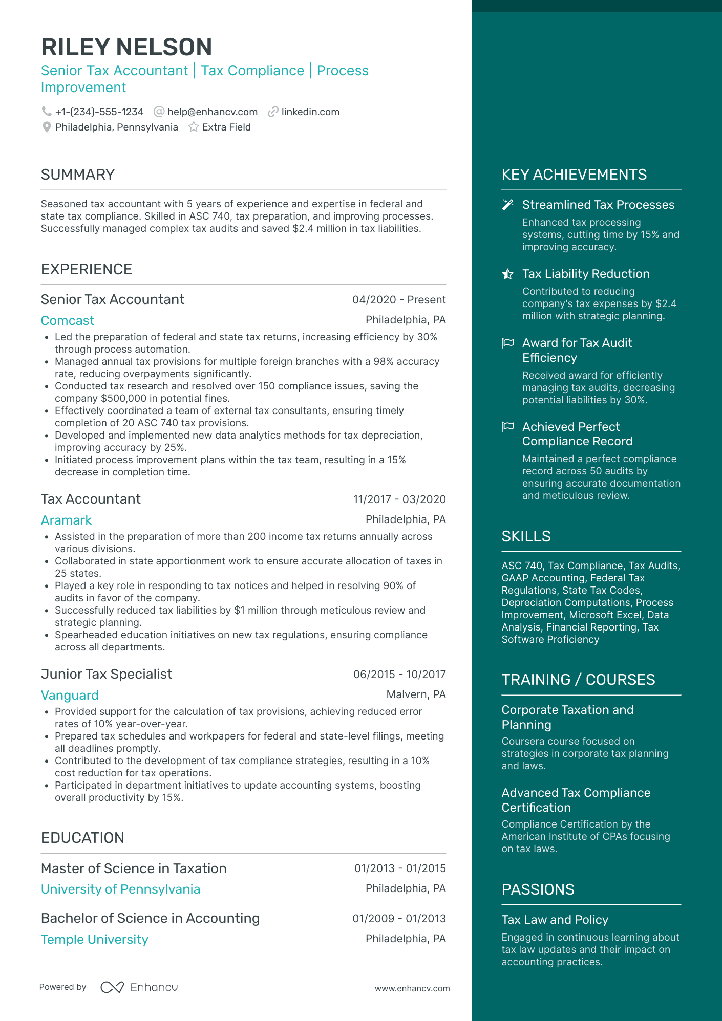 A resume example of a Federal Tax Accountant