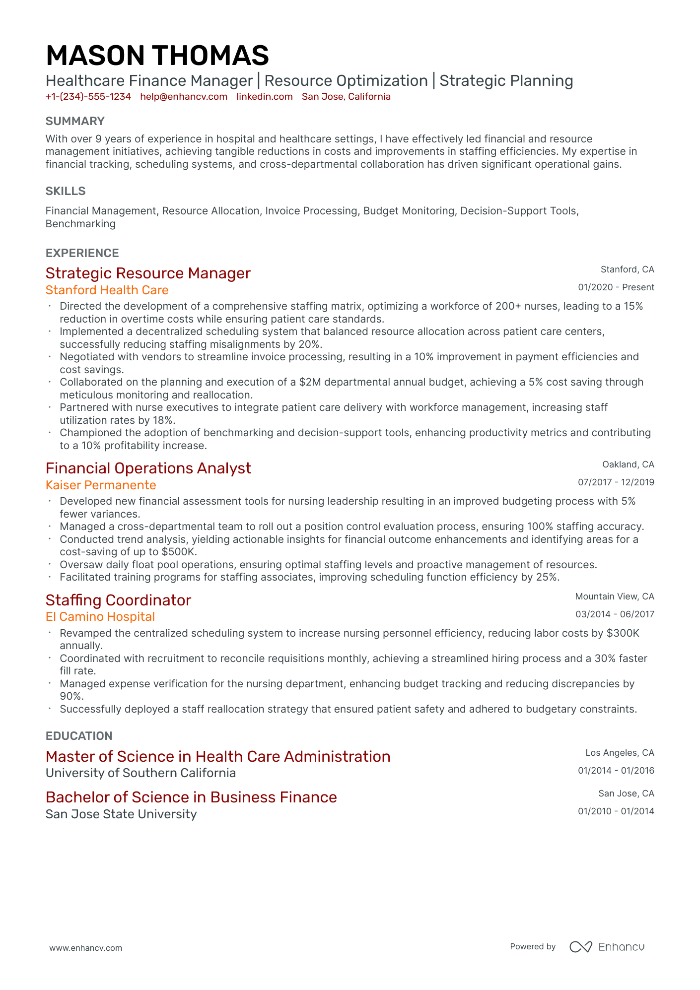 A resume example of a Classic