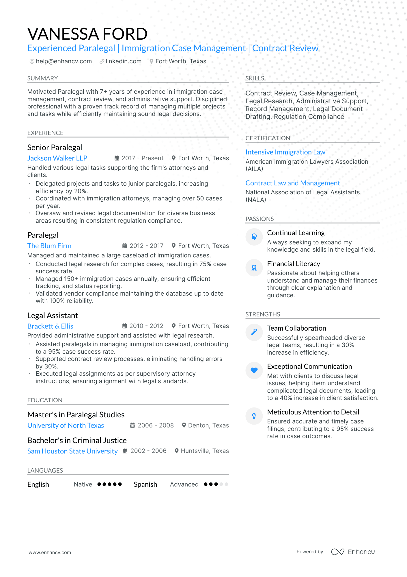A resume example of a Modern