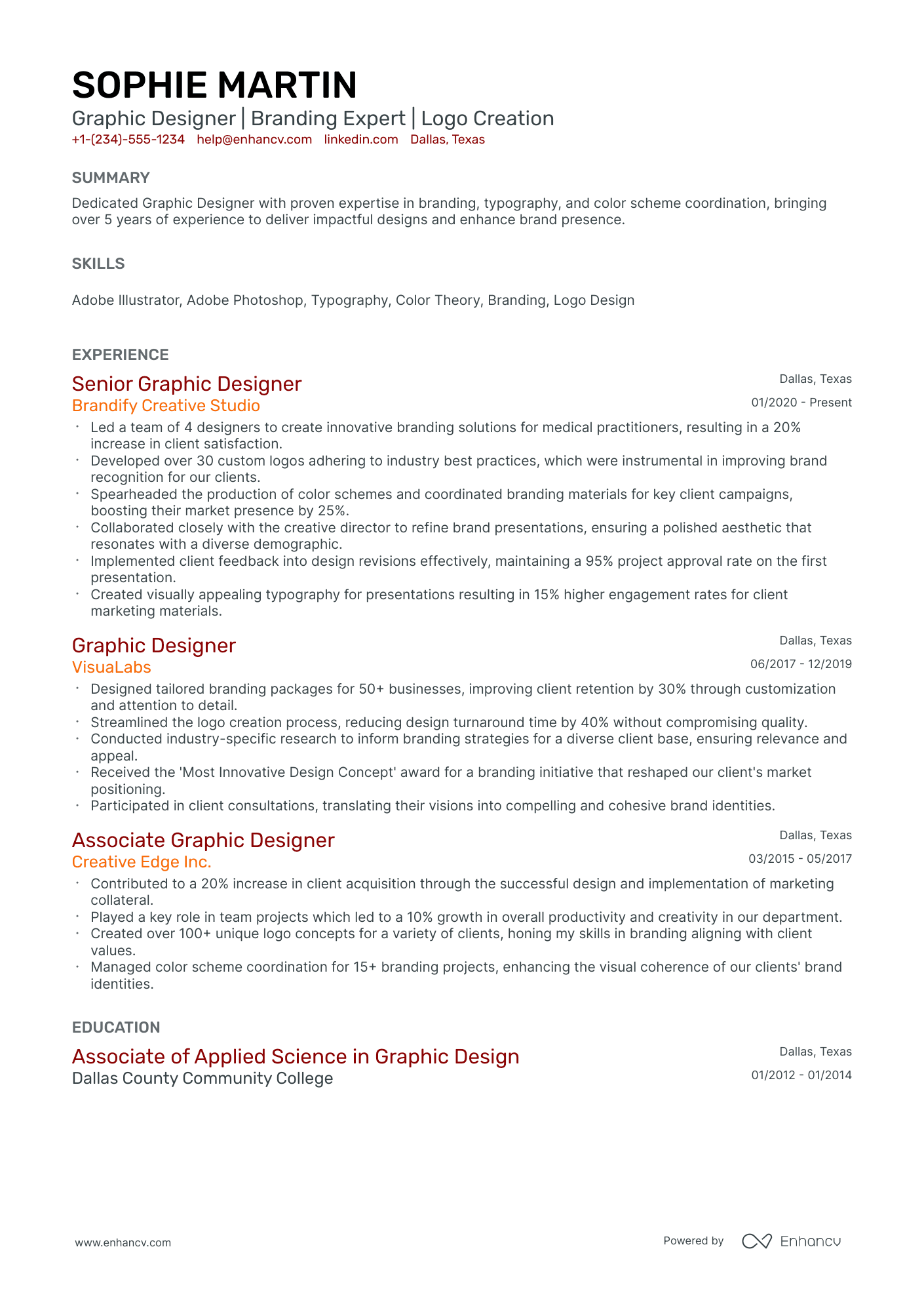 A resume example of a Classic