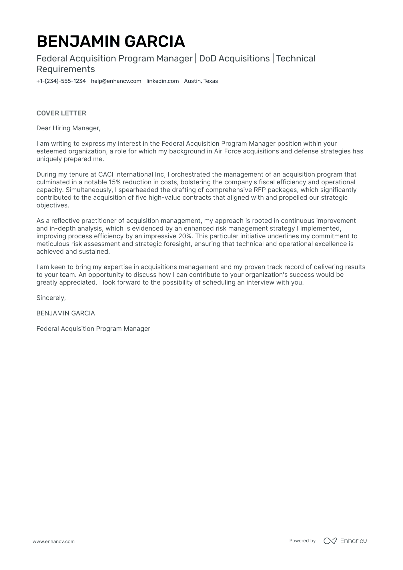 A resume example of a Acquisition Program Manager