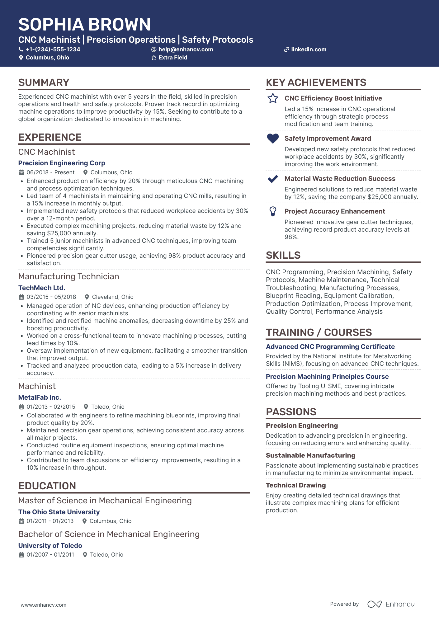 A resume example of a Apprentice Machinist
