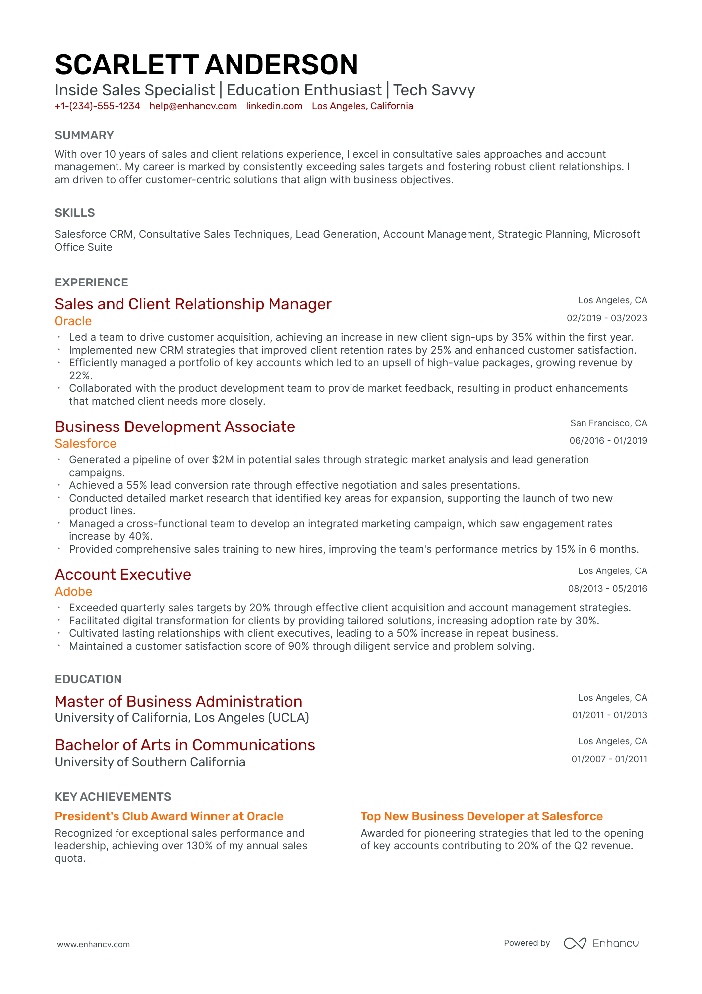 A resume example of a Classic
