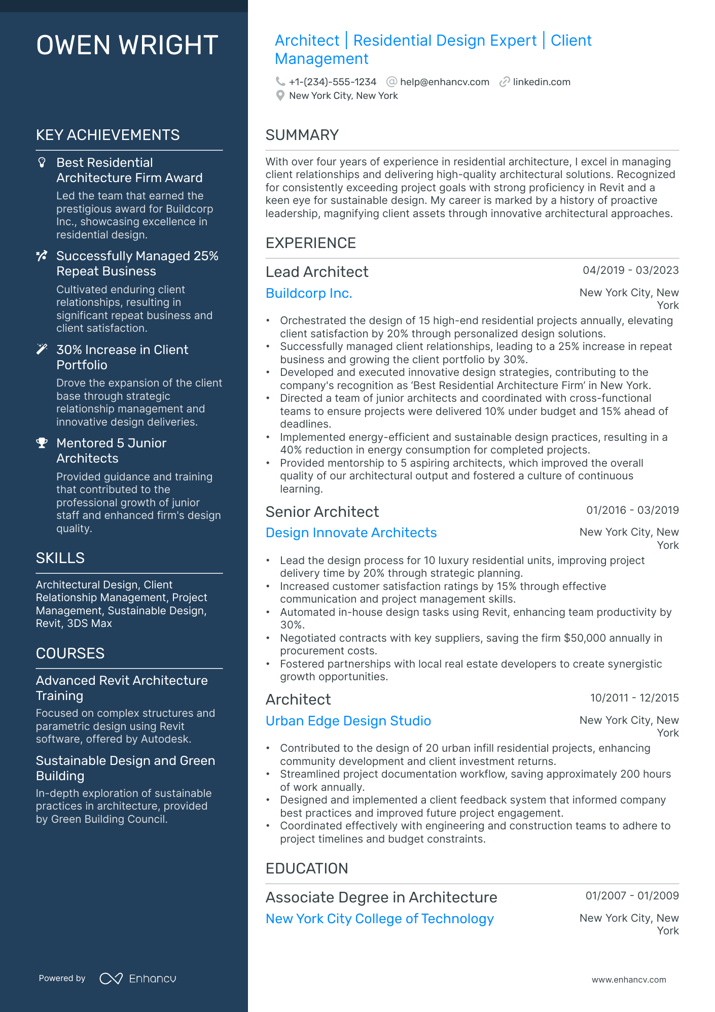 A resume example of a Polished