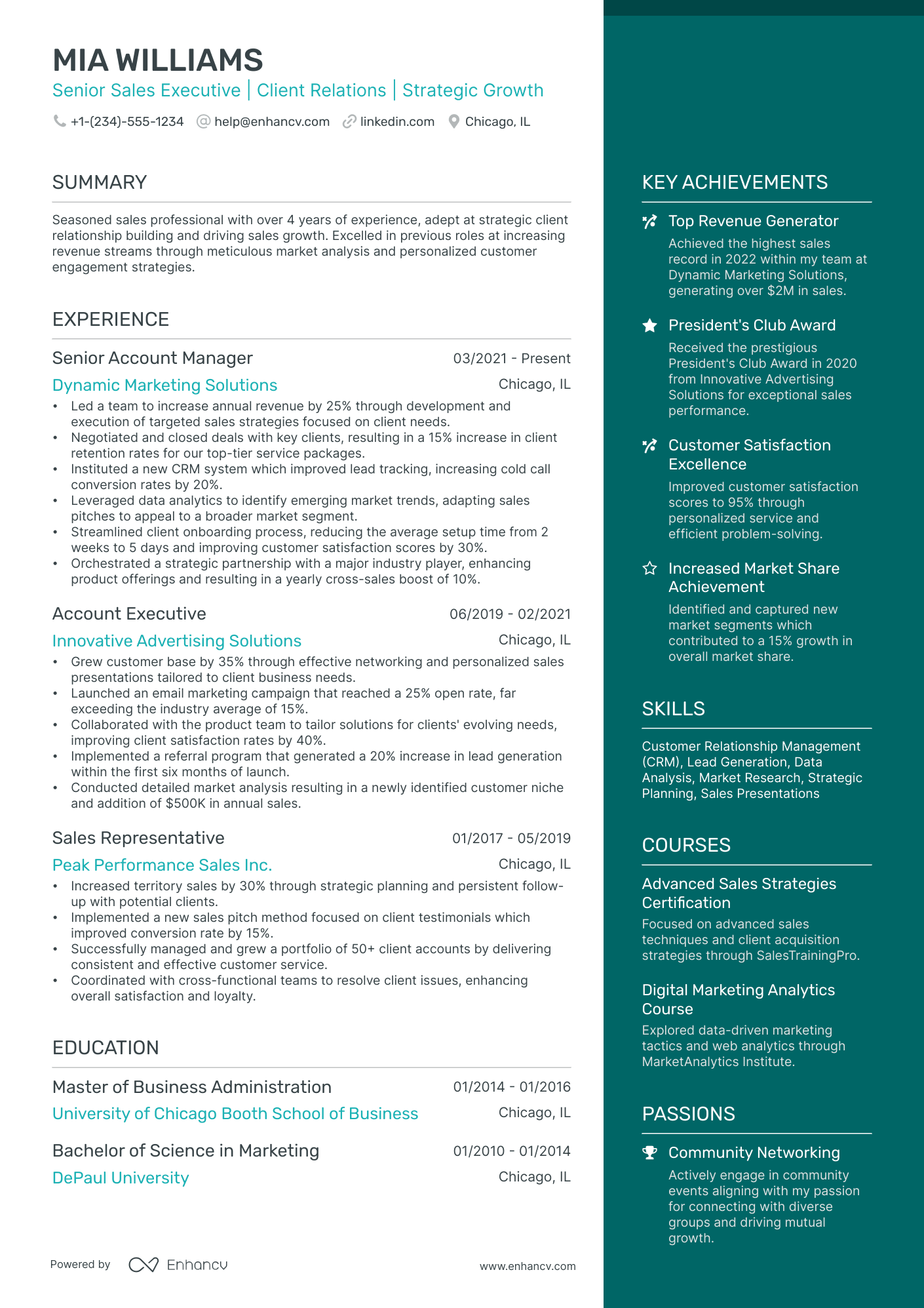 A resume example of a Elegant