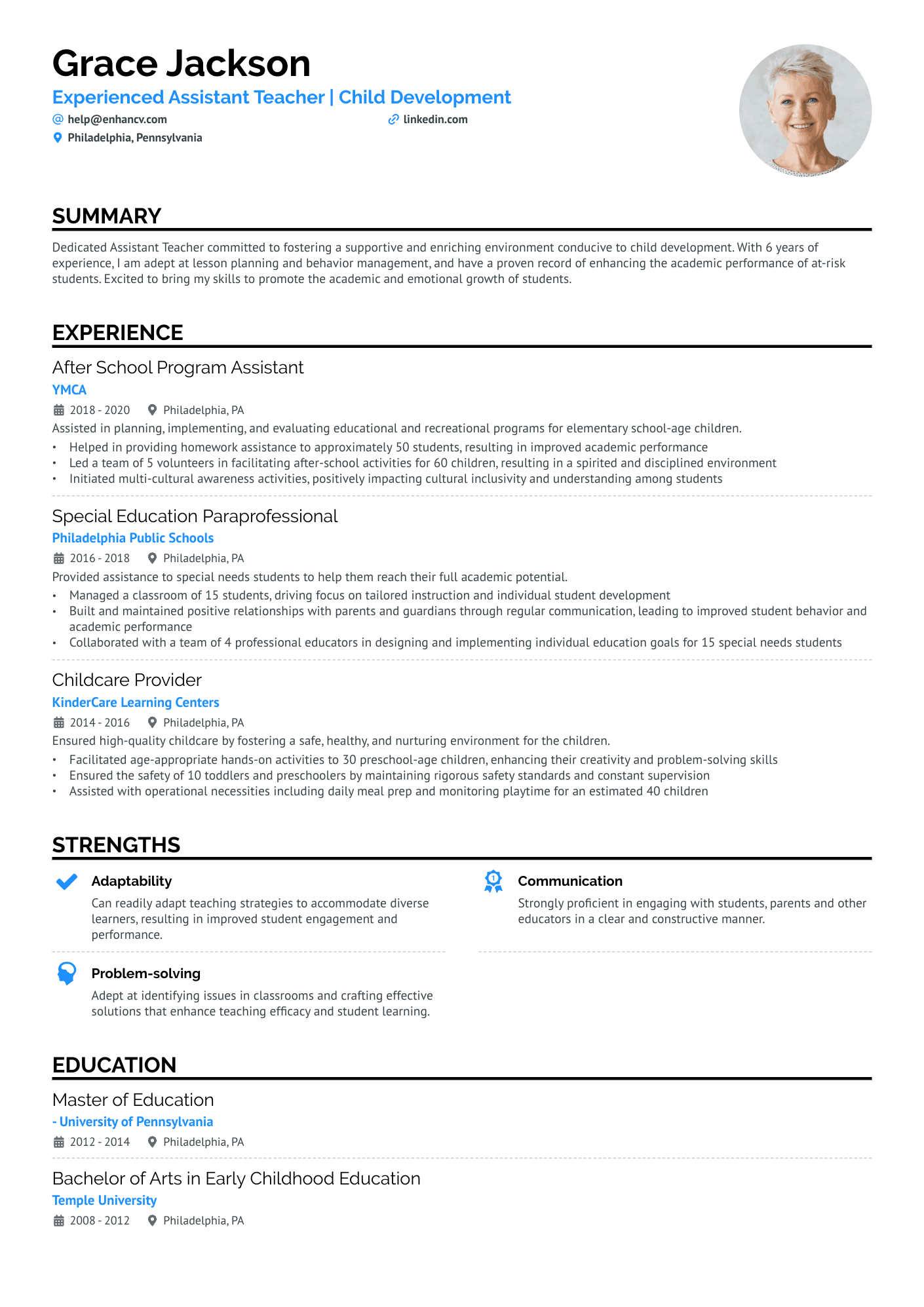 After School Day Care Teacher Resume Example