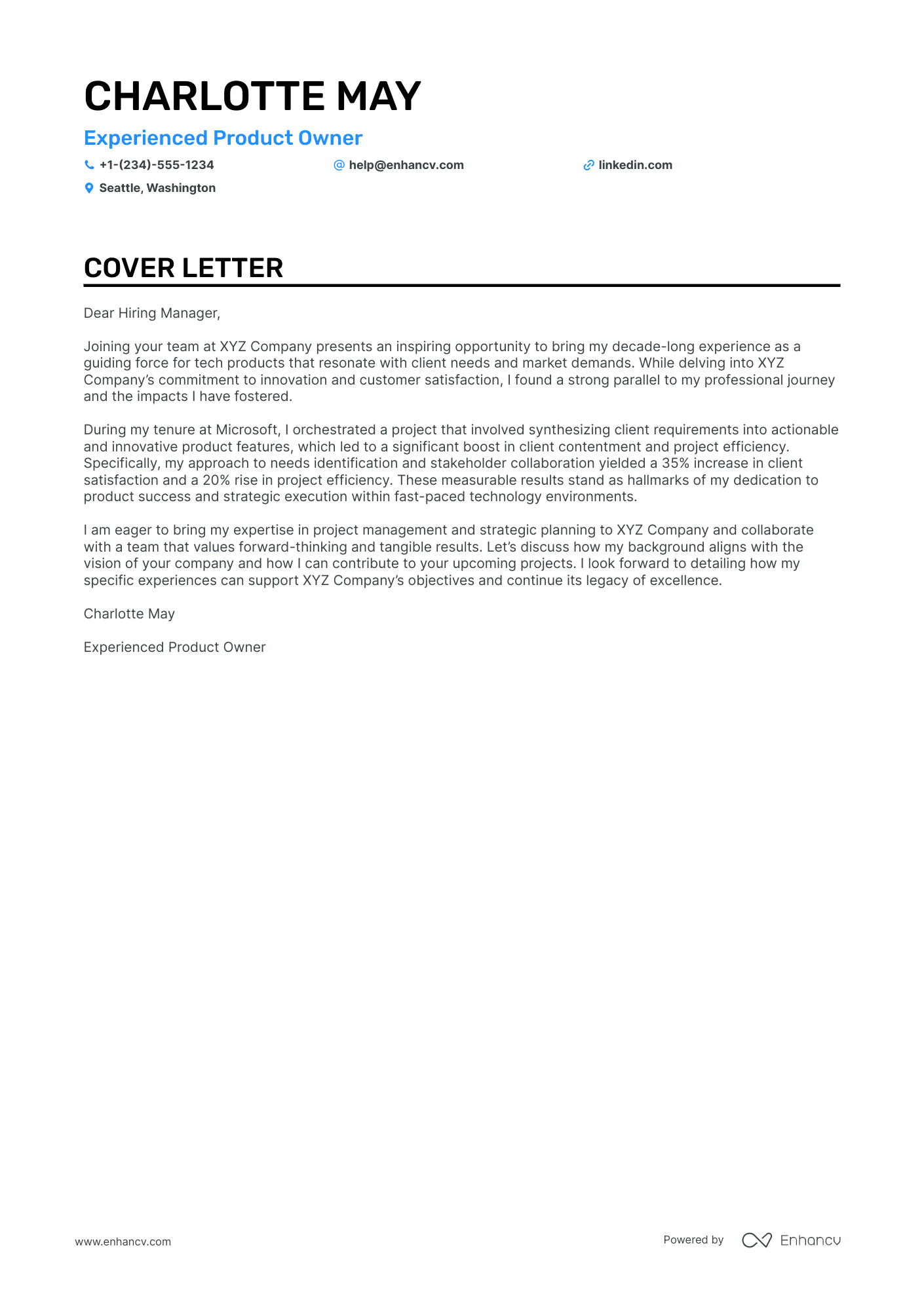 Associate Product Owner Resume Example