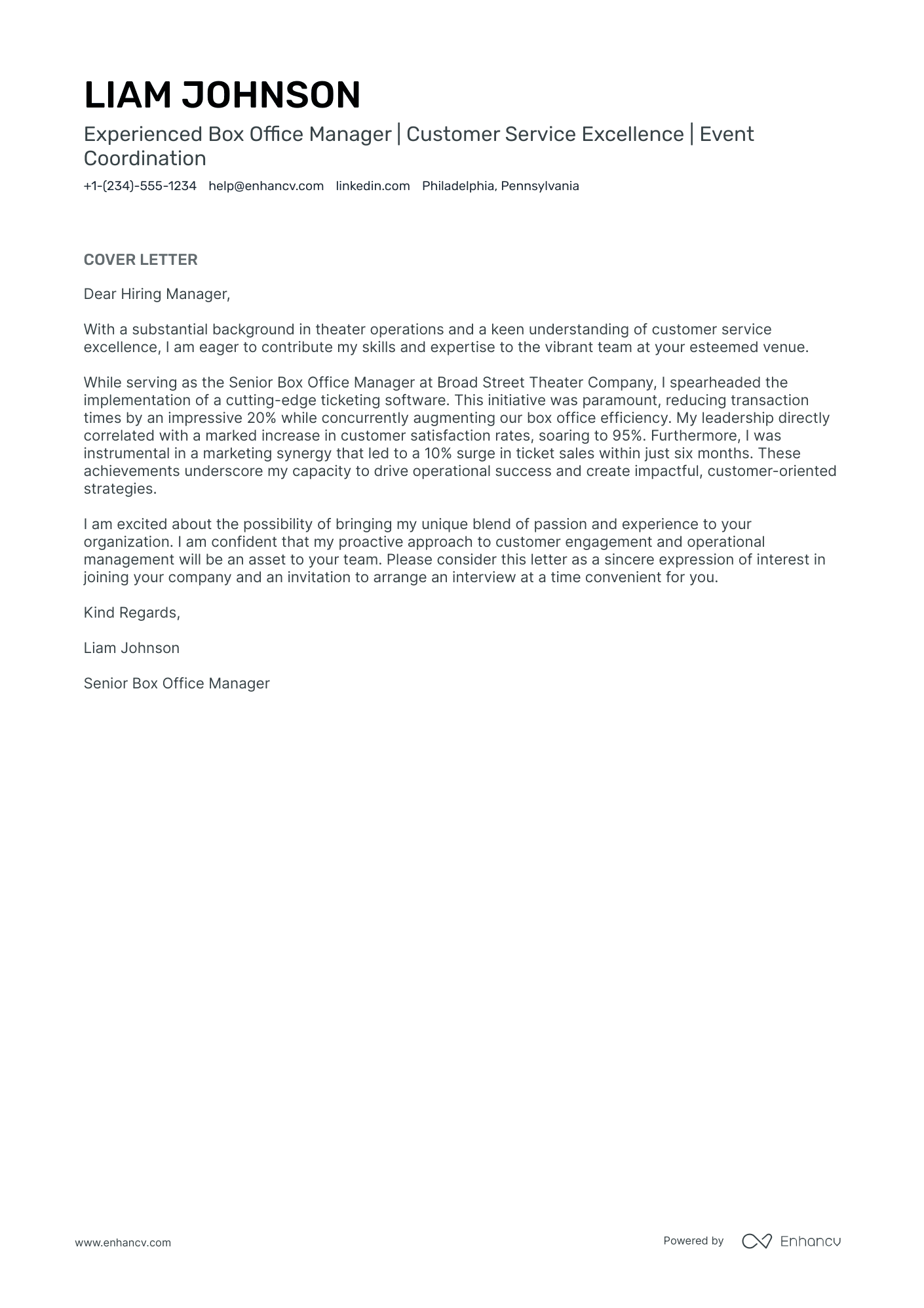 Front Of House Manager Resume Example