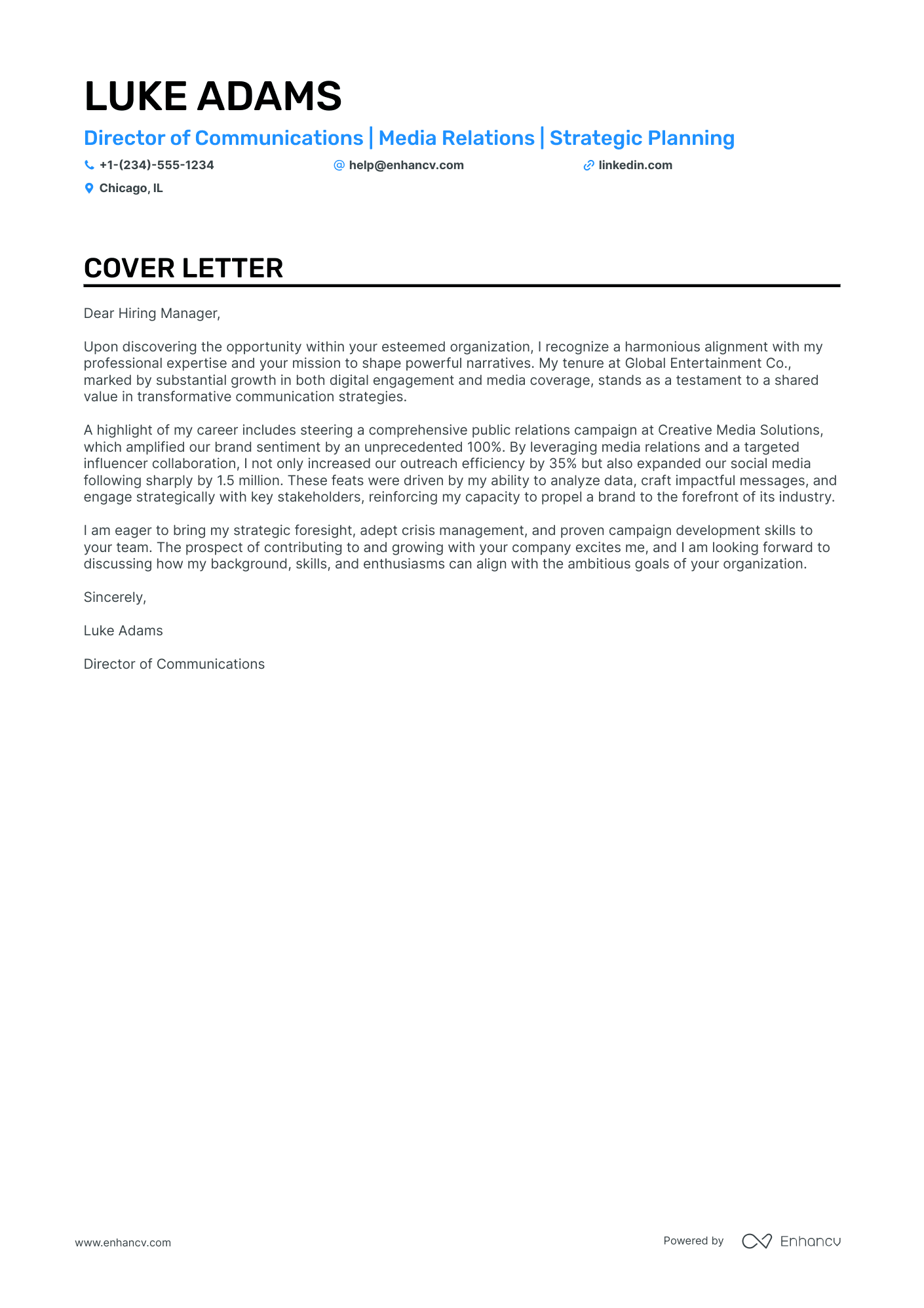 Director of Communications Resume Example