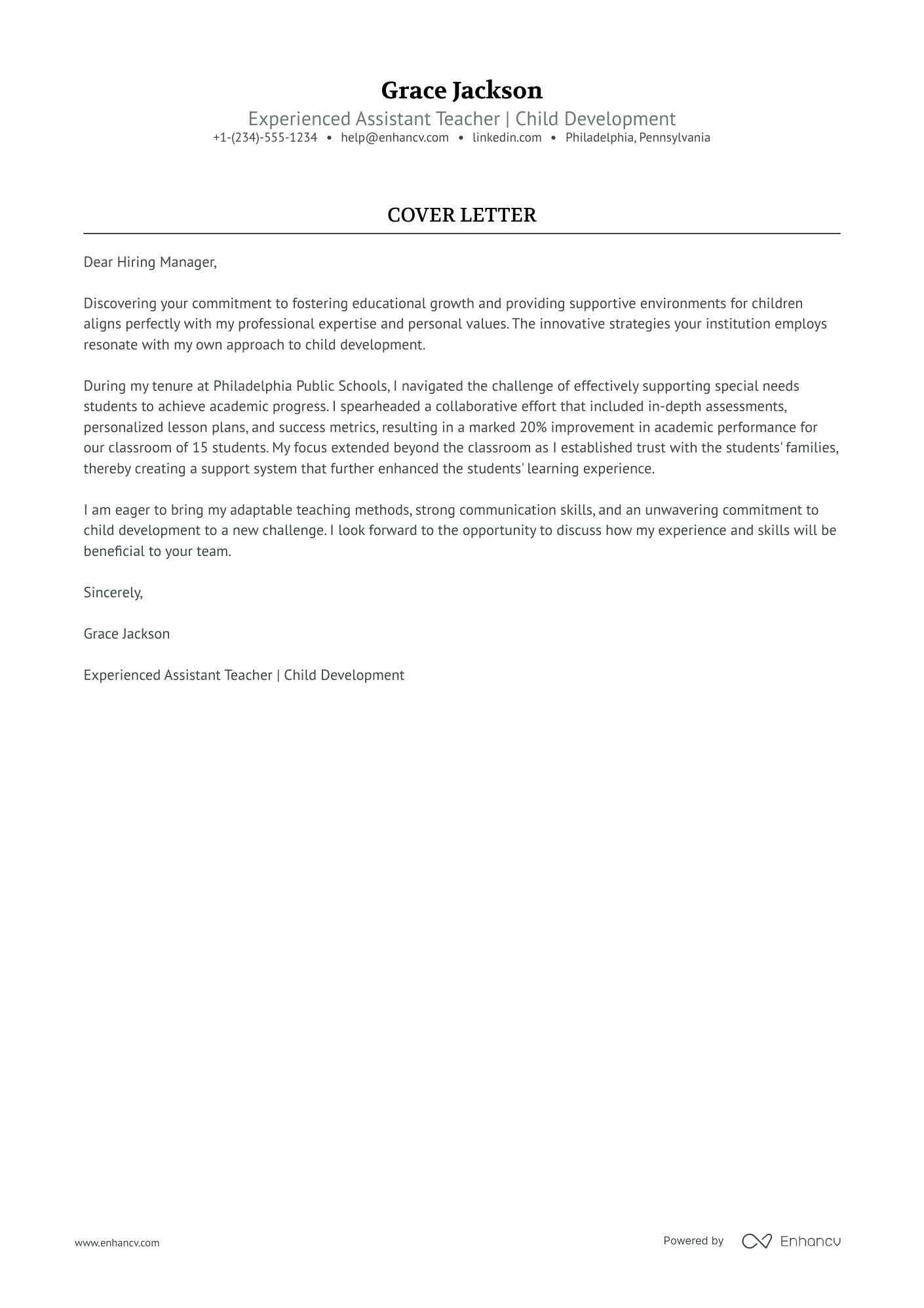After School Day Care Teacher Resume Example