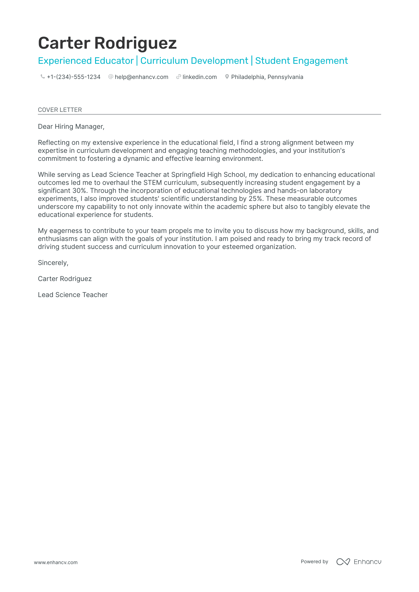Math Teacher Resume Example