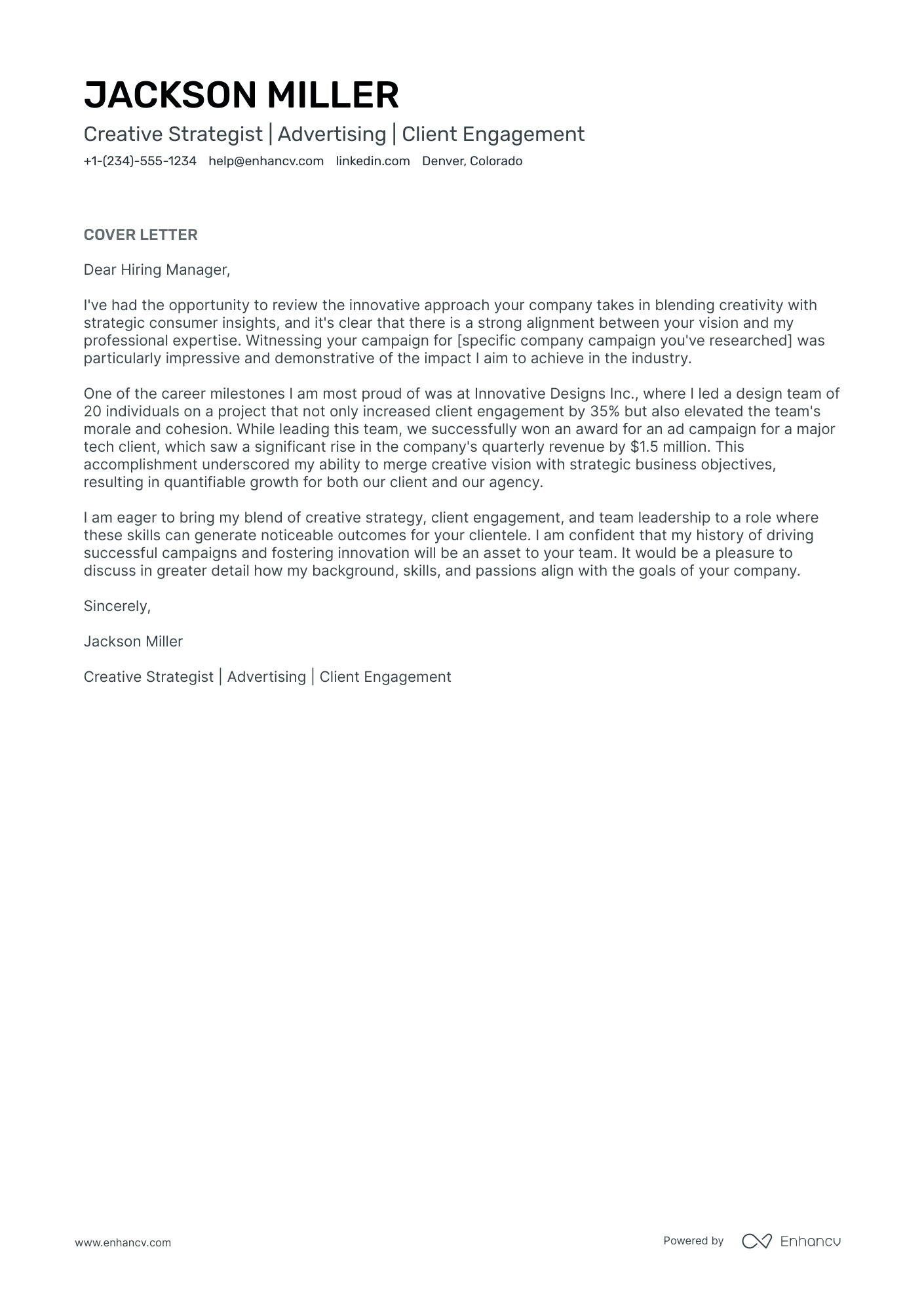 Creative Manager Resume Example