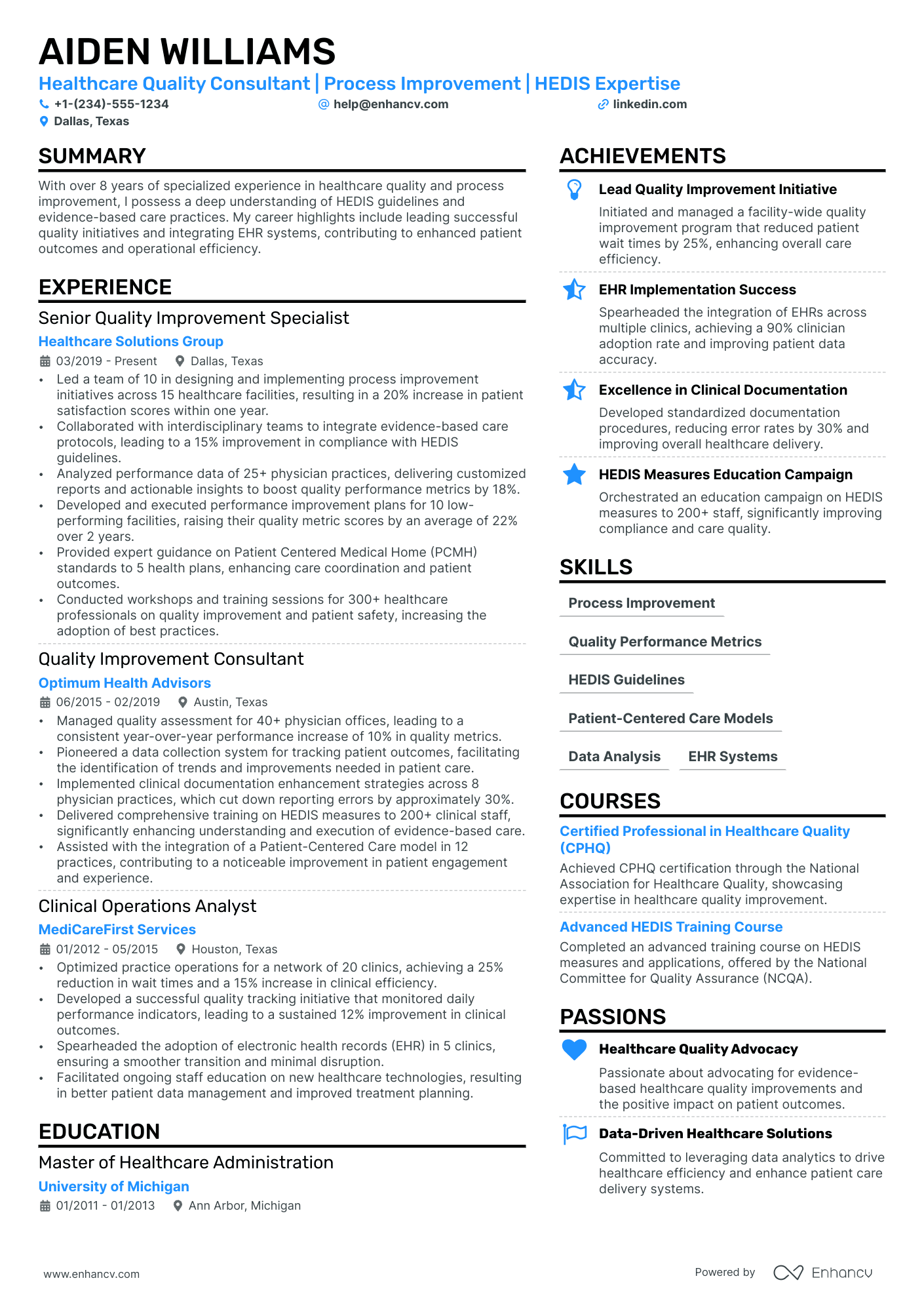 Quality Consultant Resume Example