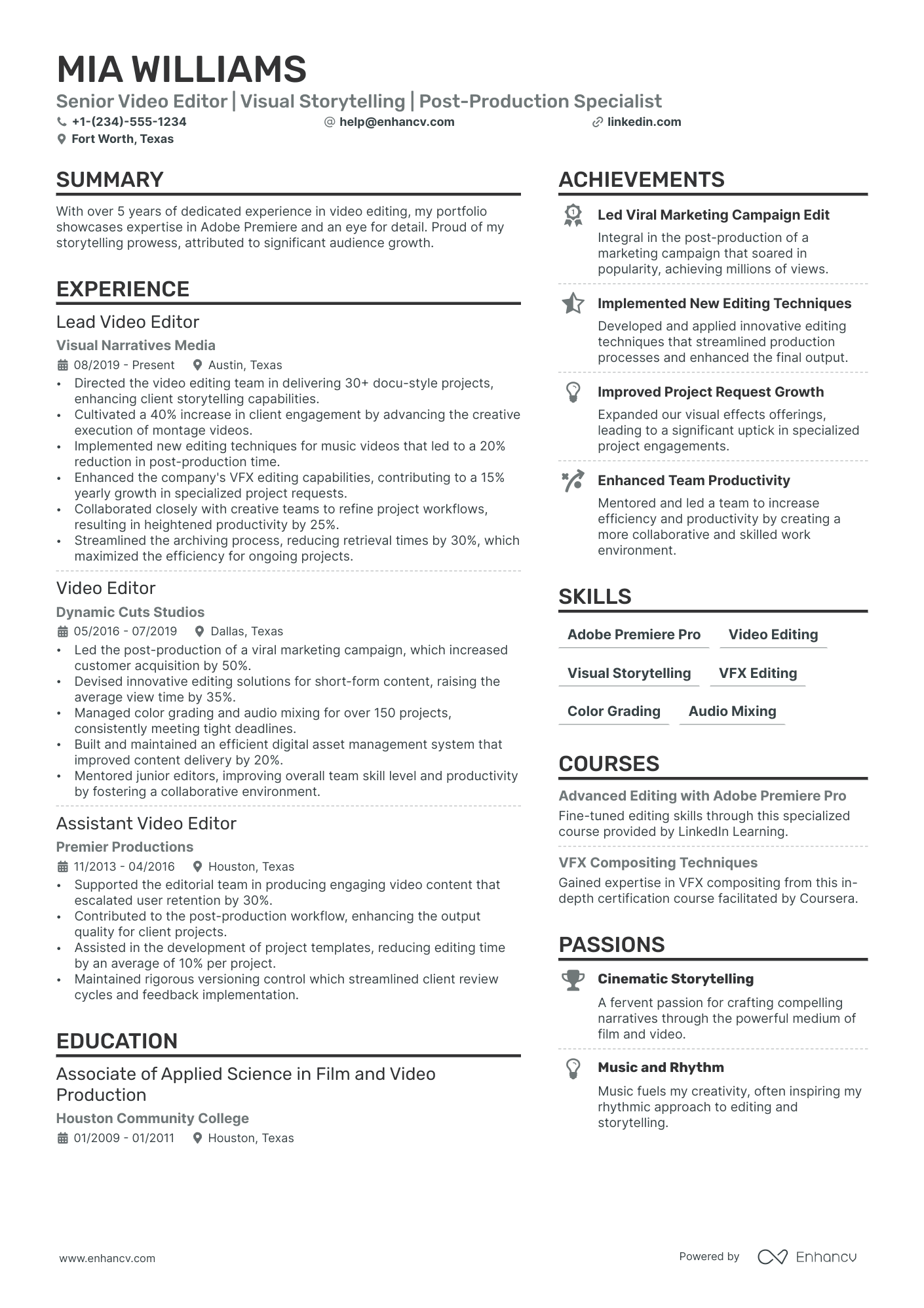 Freelance Editor Resume Example