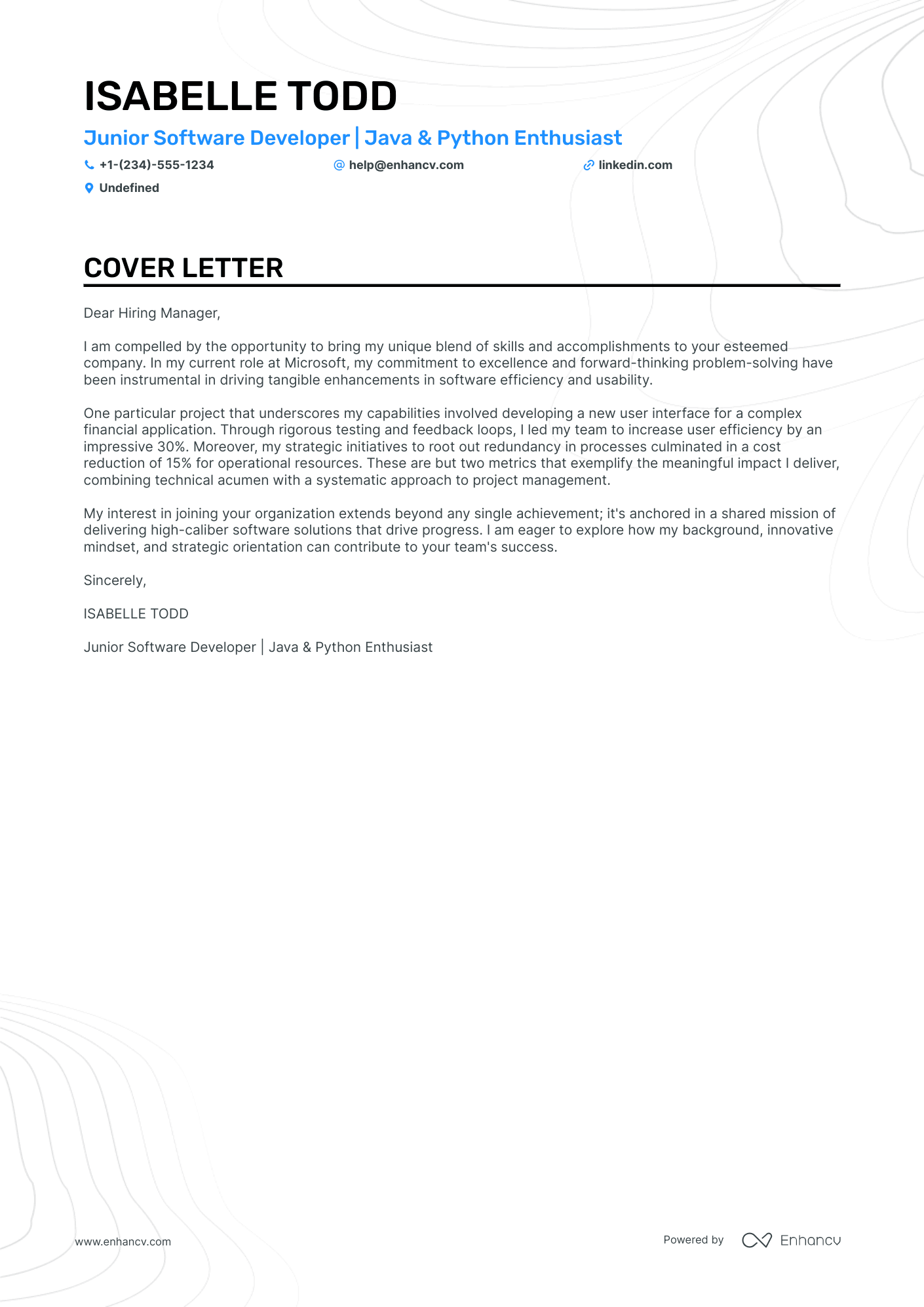 Junior Software Developer Resume Example