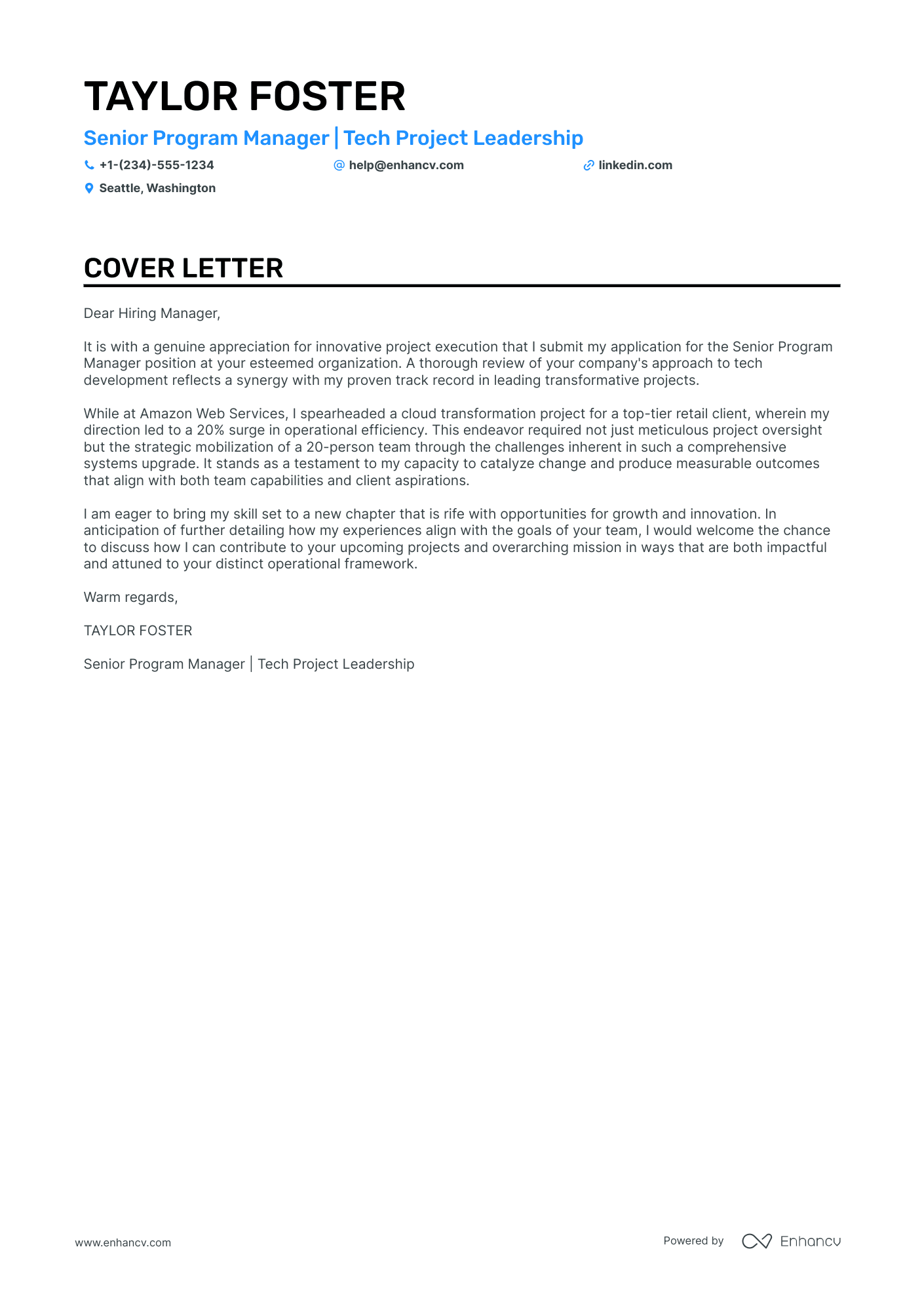 Senior Program Manager Resume Example