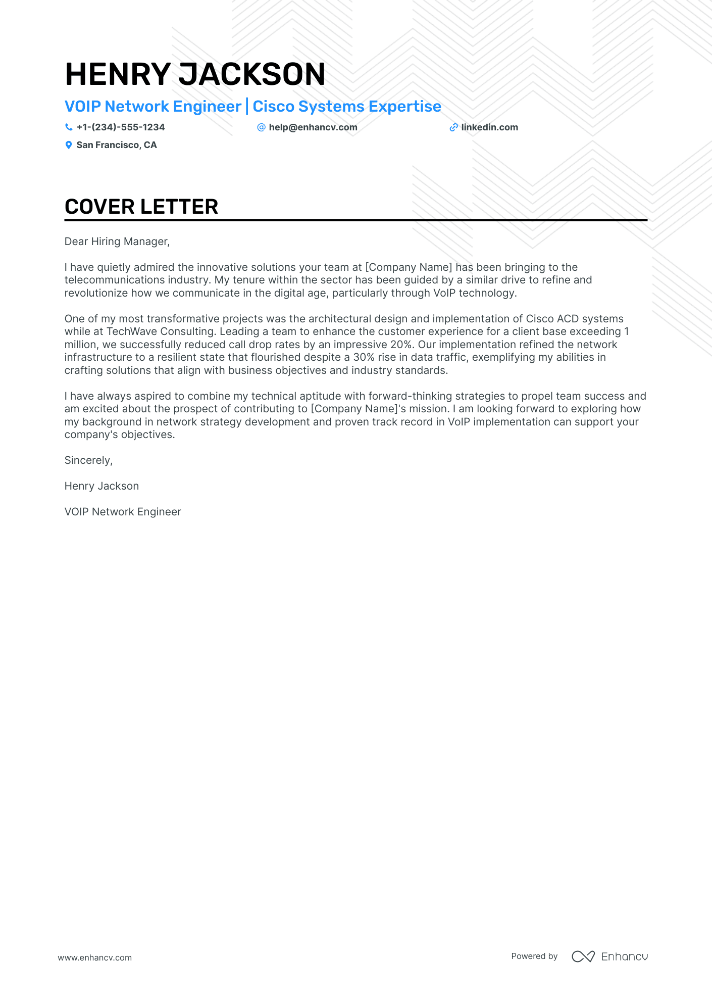 VOIP Network Engineer Resume Example