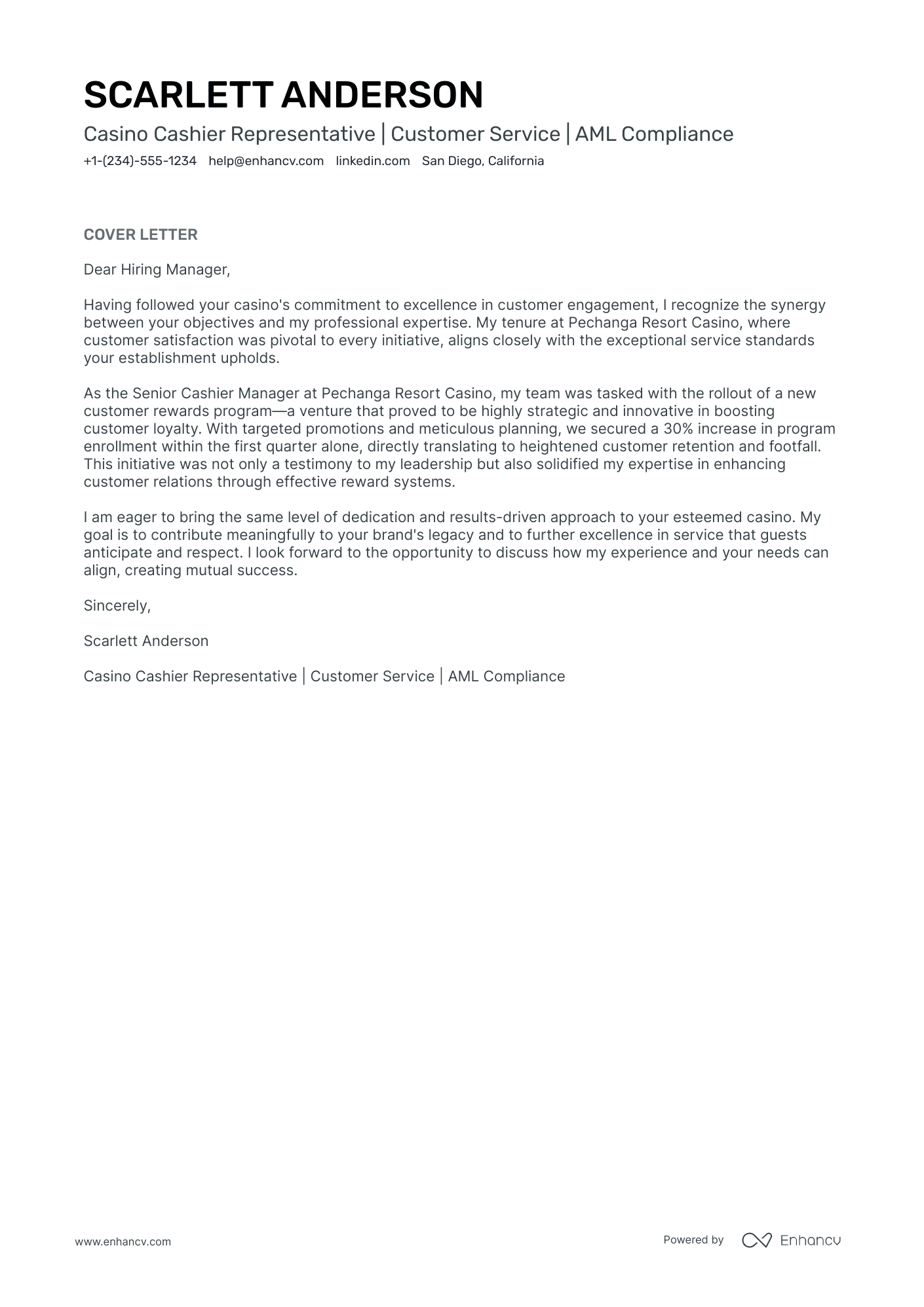 Casino Cashier Resume Example