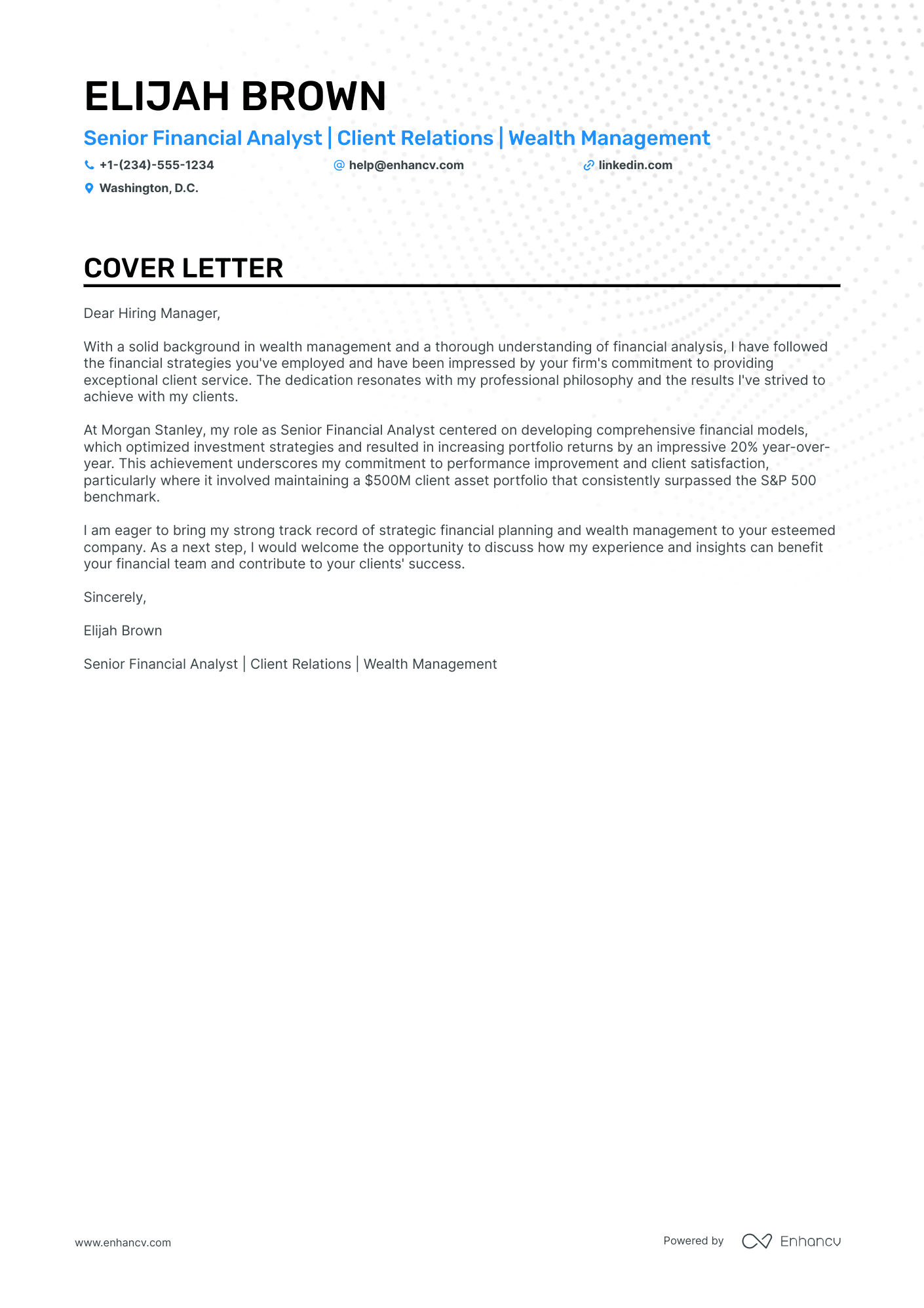 Financial Advisor Resume Example