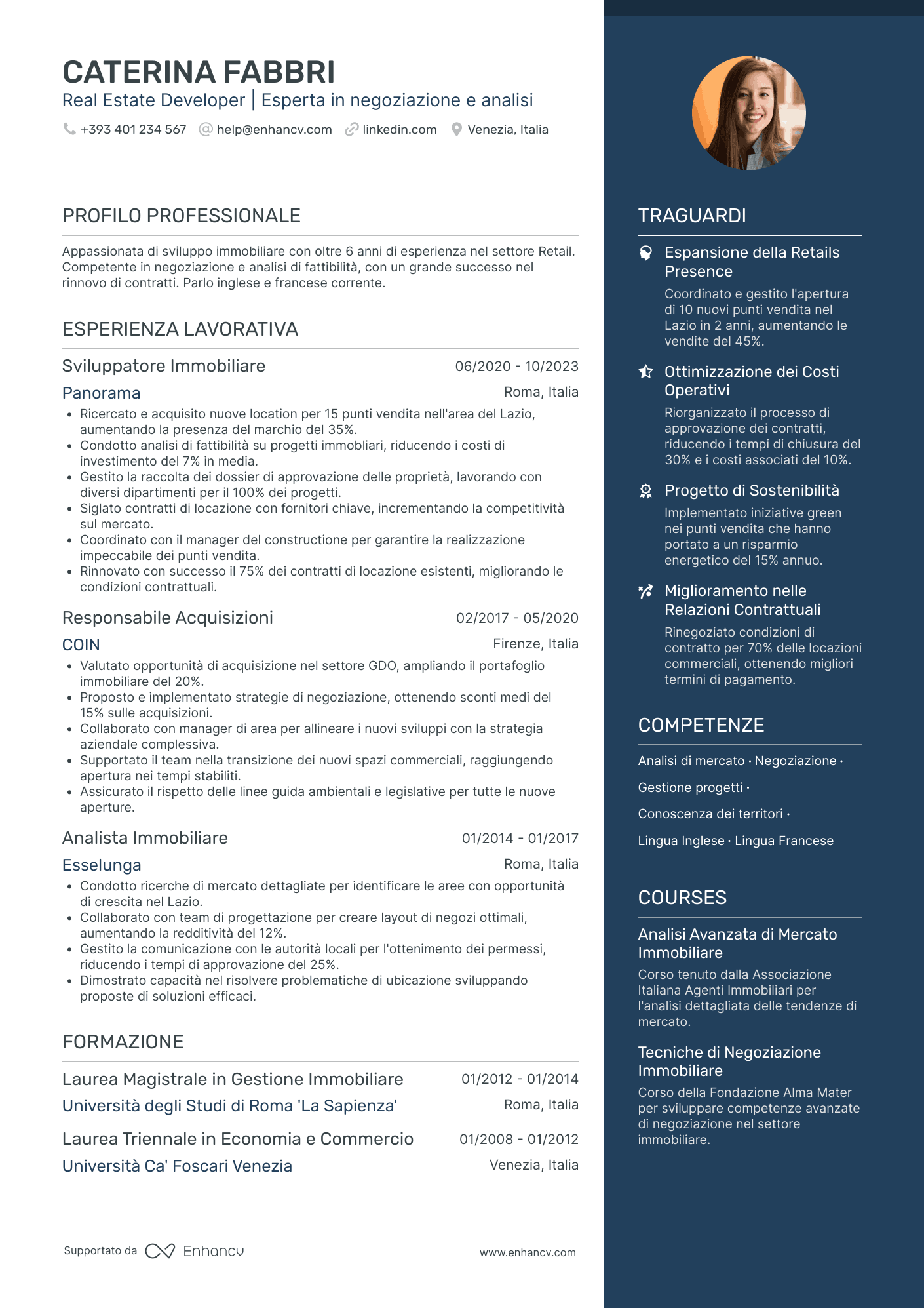 Curriculum di Agente Immobiliare Commerciale