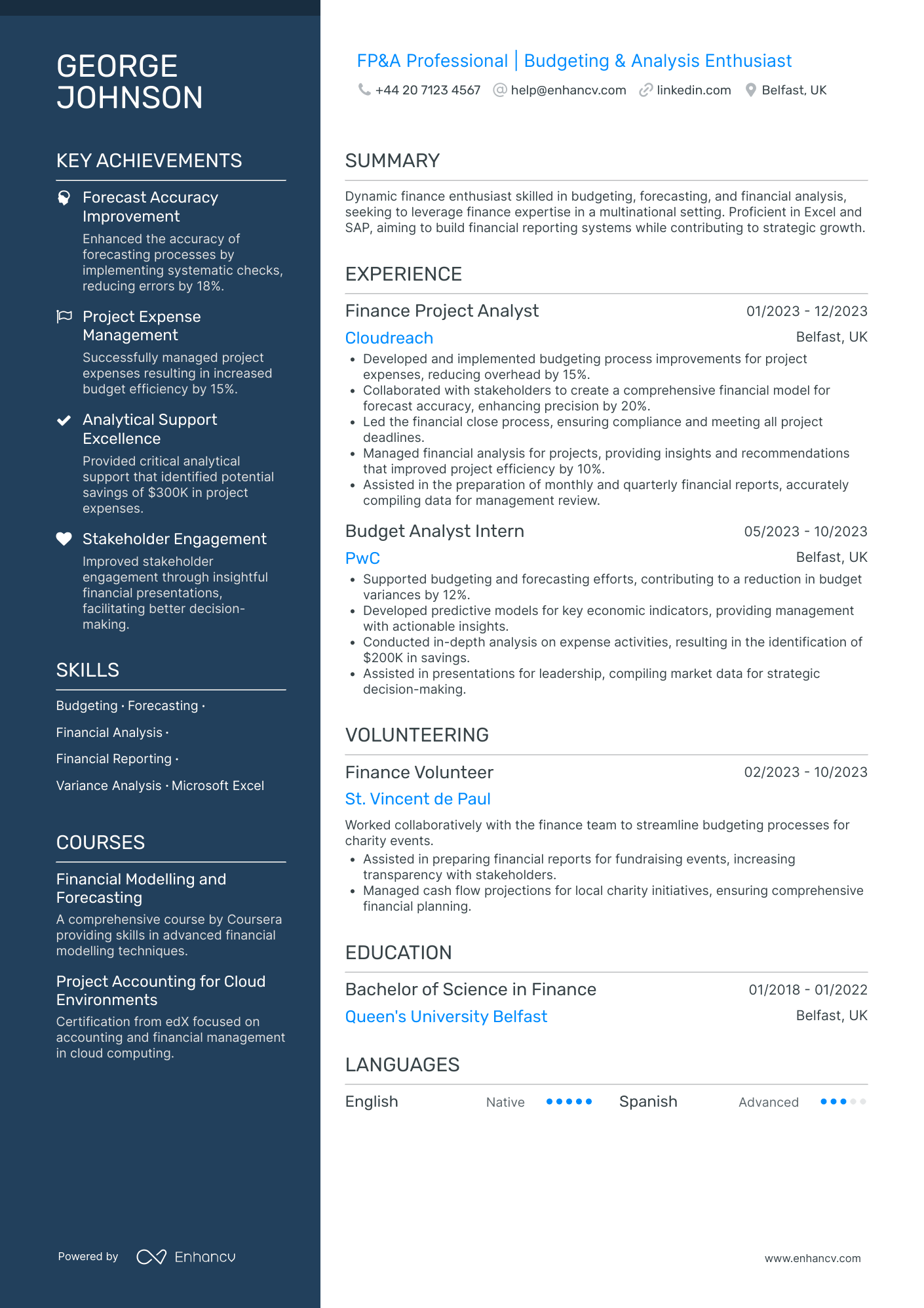 Finance Intern in Retail Industry